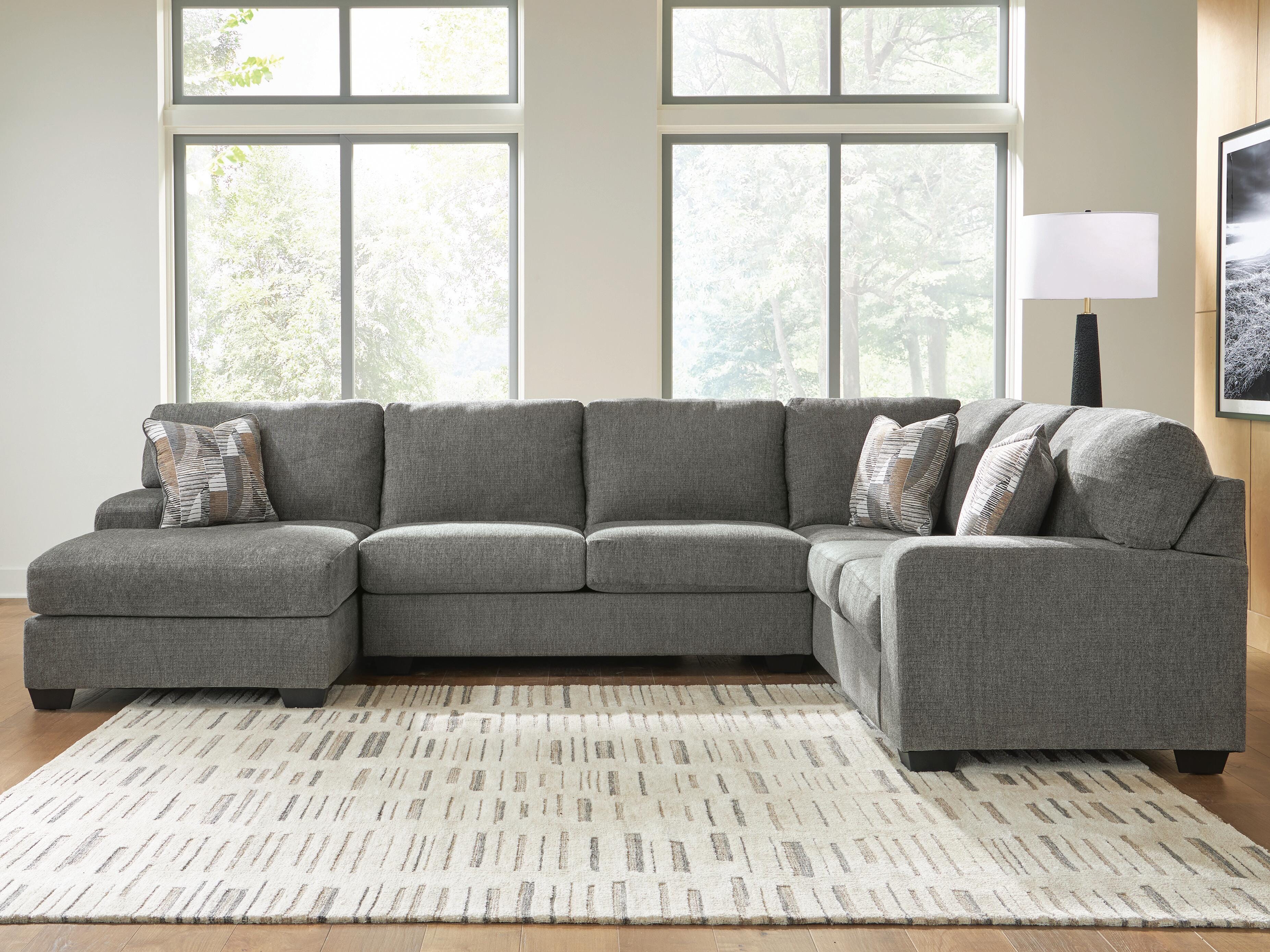 Dar Furniture - Ashley Furniture - Clarington 3-Piece Sleeper Sectional with Chaise - RAF 3-Piece Sleeper Sectional with Chaise / Greystone - PC48405S5