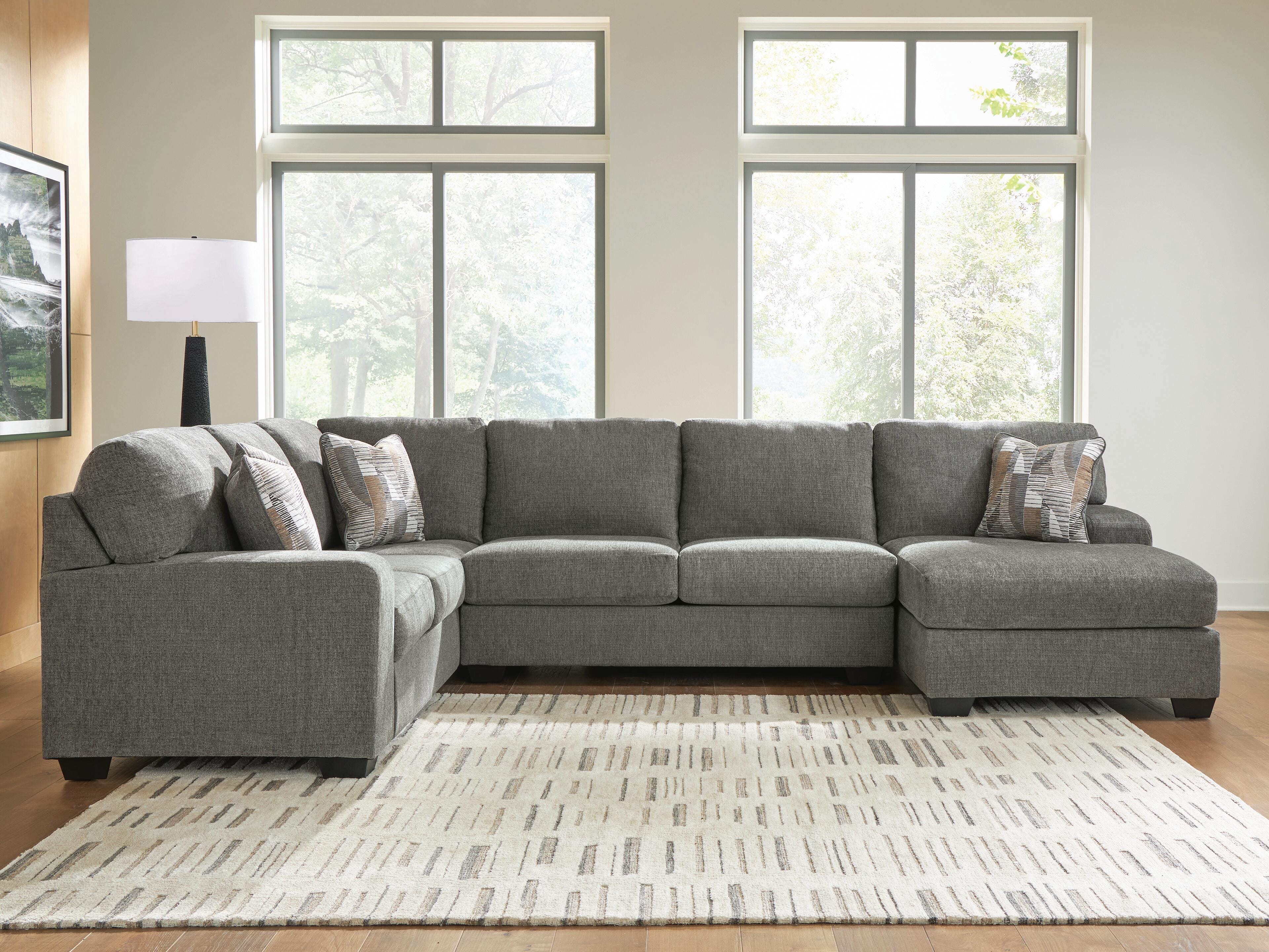 Dar Furniture - Ashley Furniture - Clarington 3-Piece Sectional with Chaise - LAF 3-Piece Sectional with Chaise / Greystone - PC48405S2