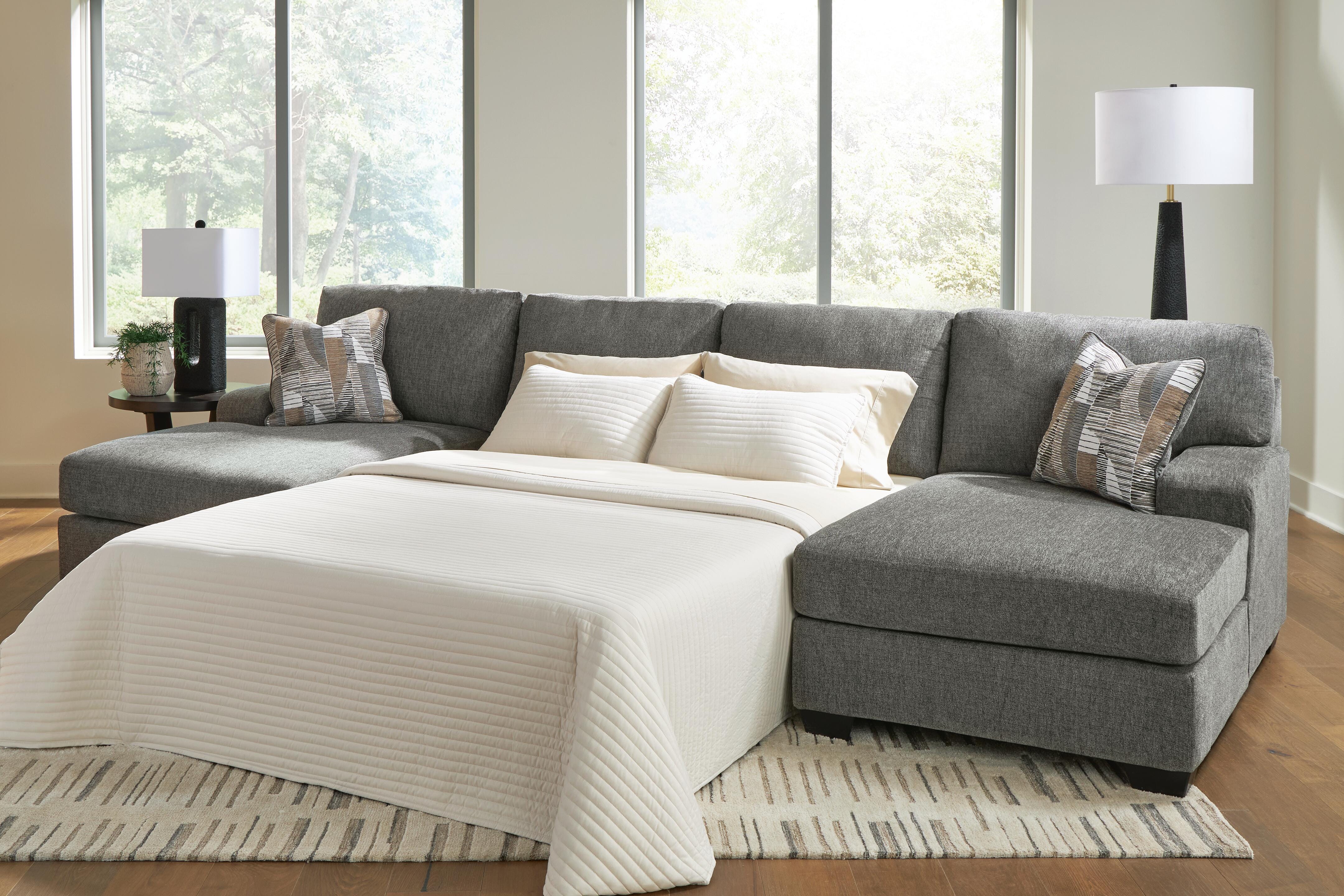 Dar Furniture - Ashley Furniture - Clarington 3-Piece Sleeper Sectional with Double Chaise - RAF 3-Piece Sleeper Sectional with Double Chaise / Greystone - PC48405S7