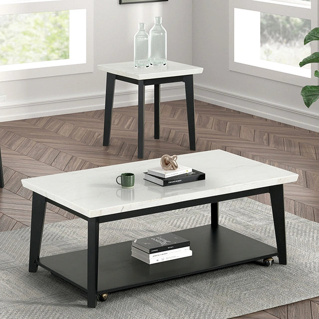 Thisted Rectangle Marble Coffee Table w/ Casters