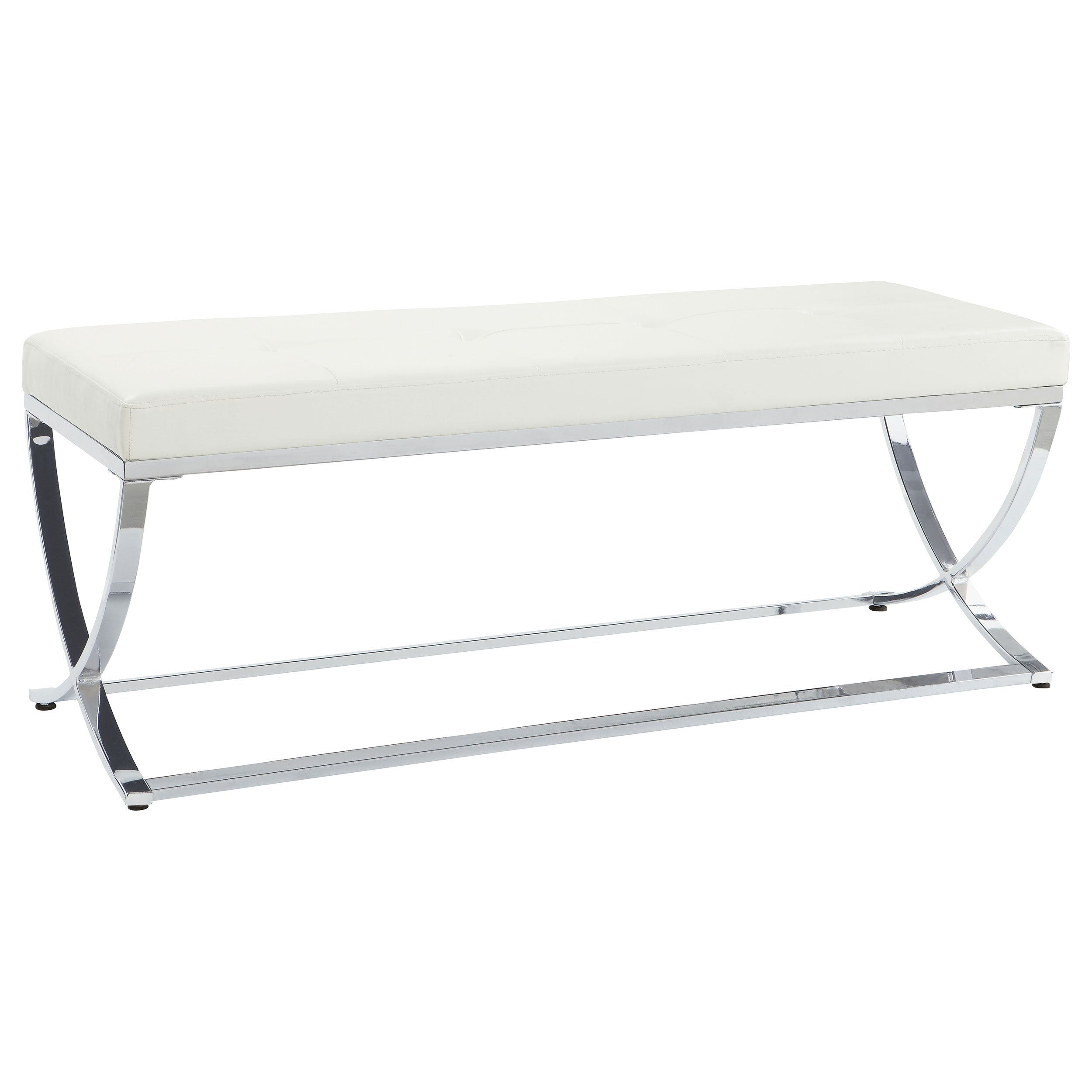 Dar Furniture - Coaster - Walton Leatherette Upholstered Tufted Accent Bench White - 501157