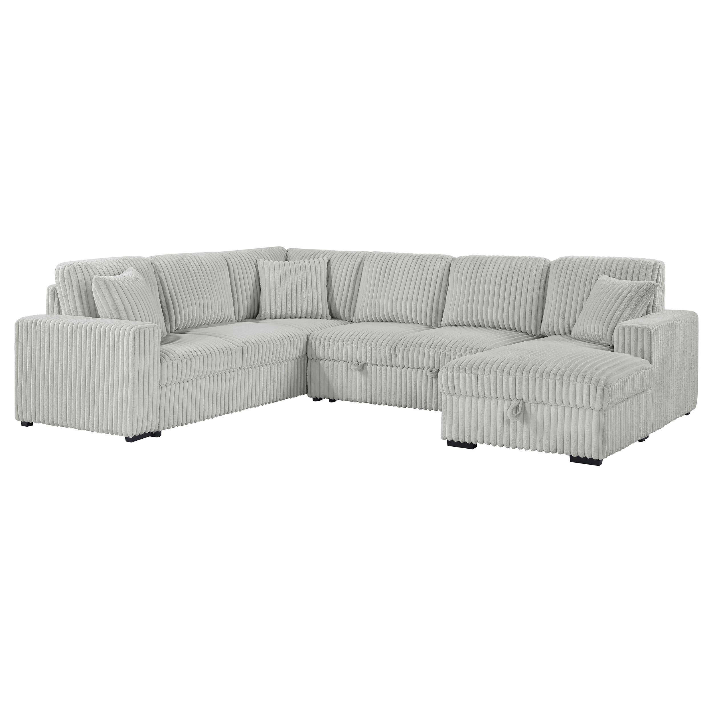 Dar Furniture - Coaster - Devonshire Sleeper Sectional Sofa Storage Chaise Grey - 501208