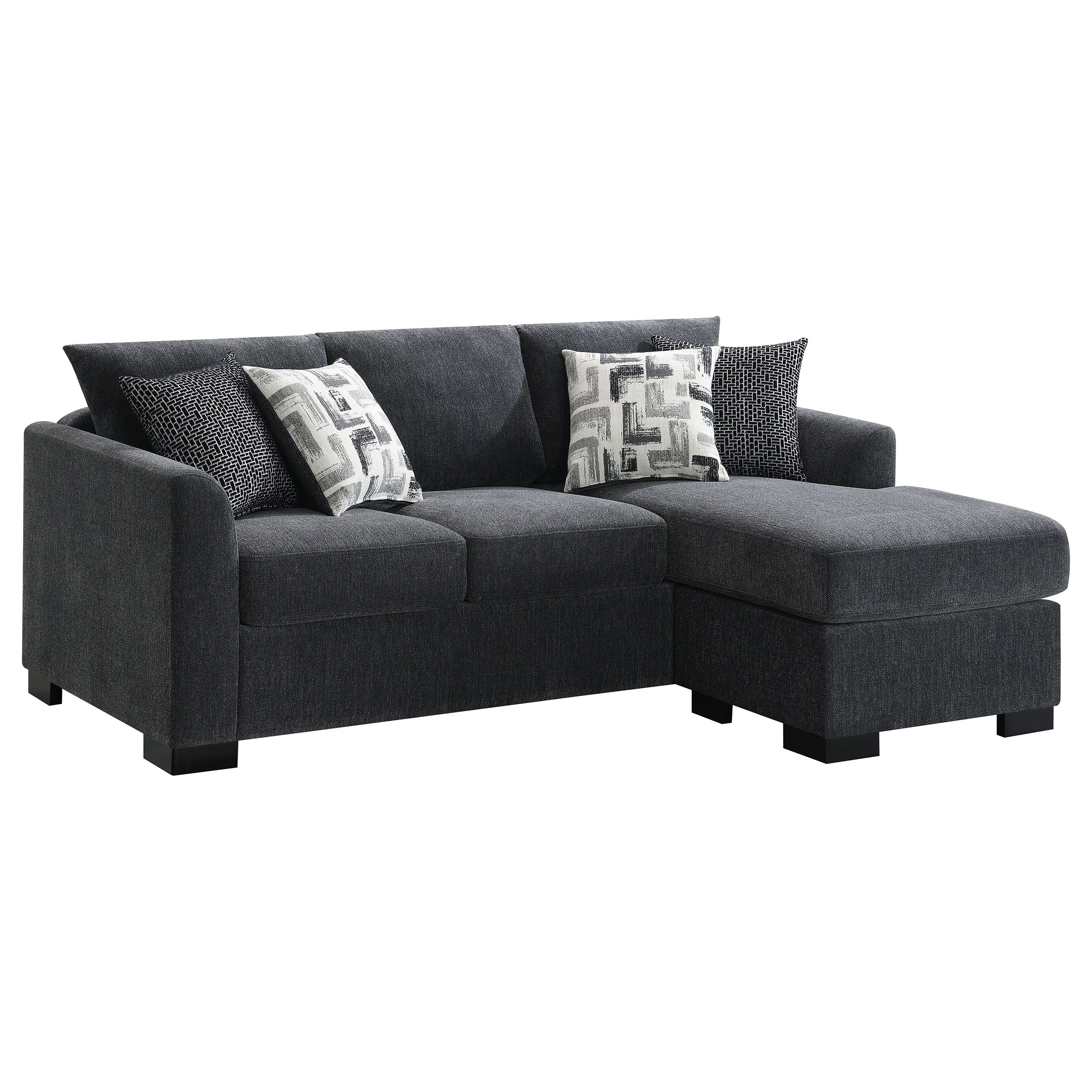 Dar Furniture - Coaster - Storey Upholstered Sleeper Sectional Chaise Sofa Dark Grey - 504777