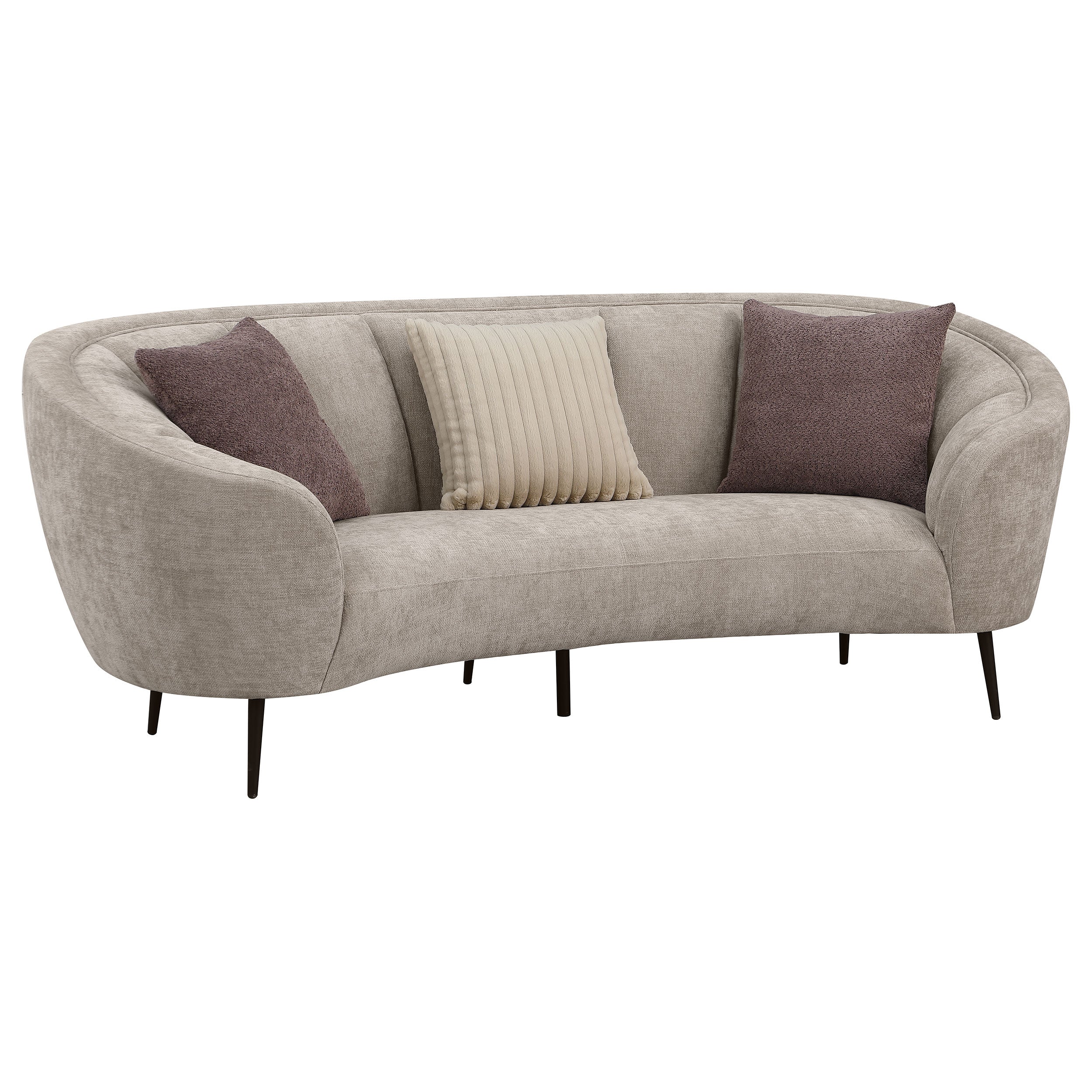 Dar Furniture - Coaster - Ellorie Upholstered Channel Back Curved Sofa Beige - 504837