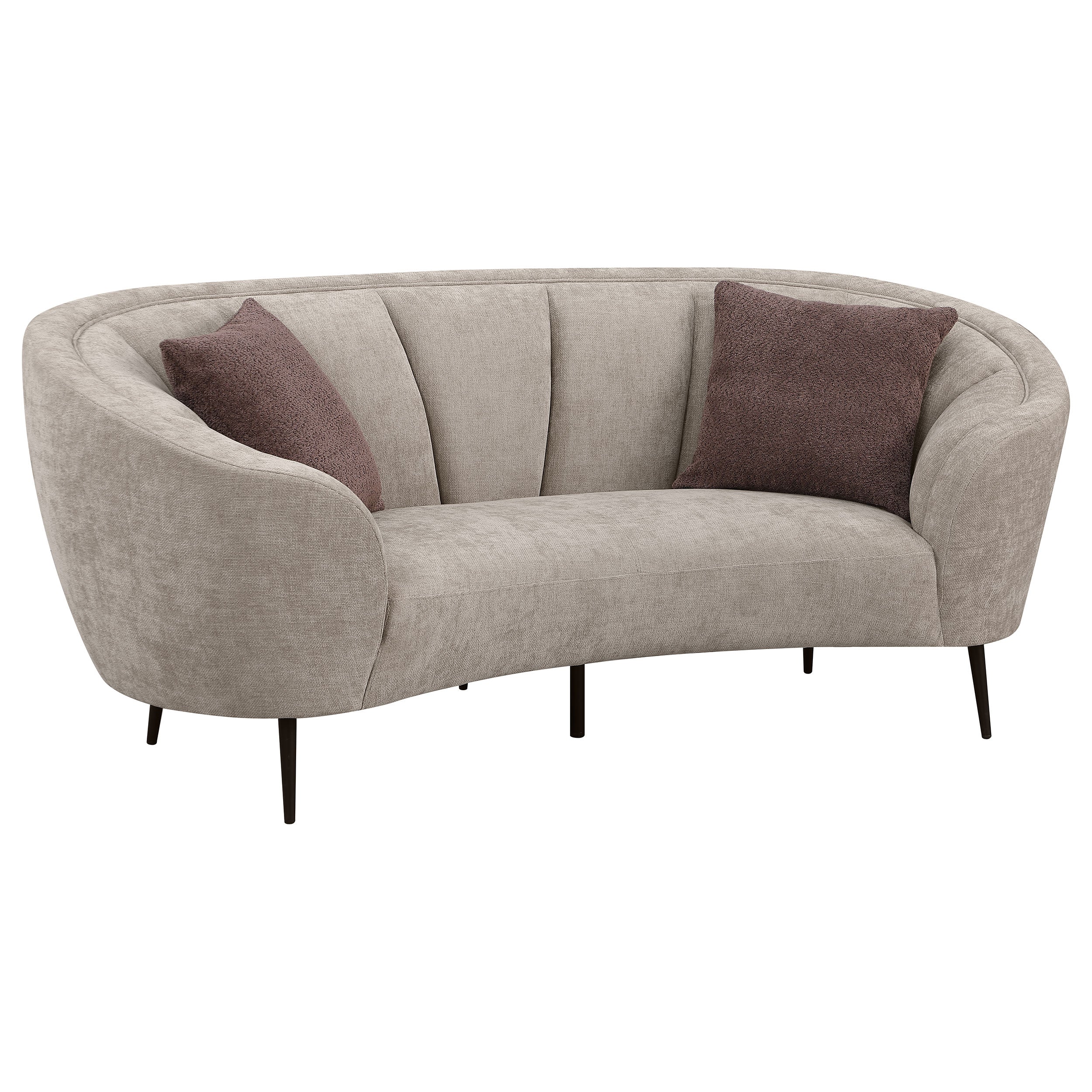 Dar Furniture - Coaster - Ellorie Upholstered Channel Back Curved Loveseat Beige - 504838