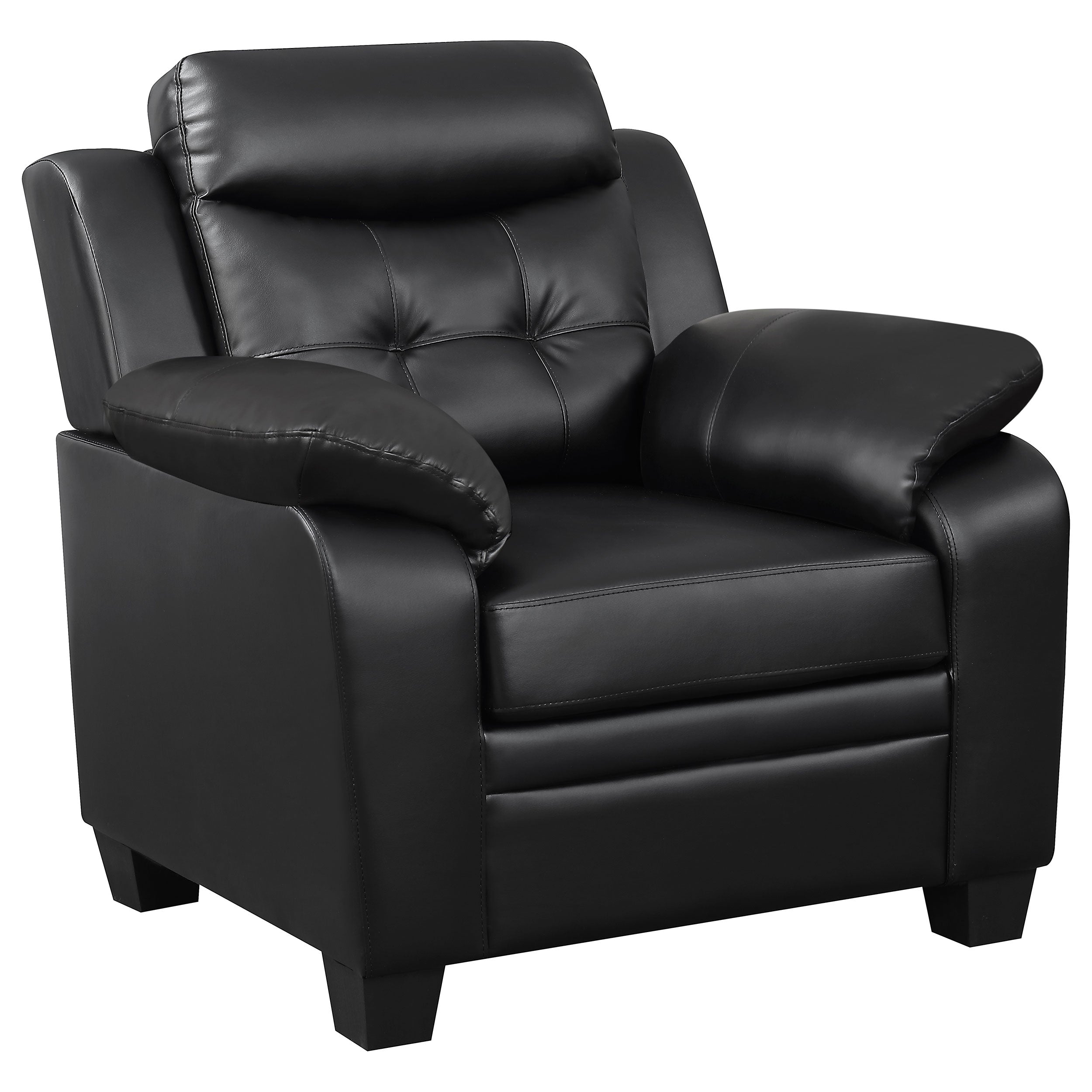 Dar Furniture - Coaster - Finley Upholstered Padded Arm Tufted Accent Chair Black - 506553