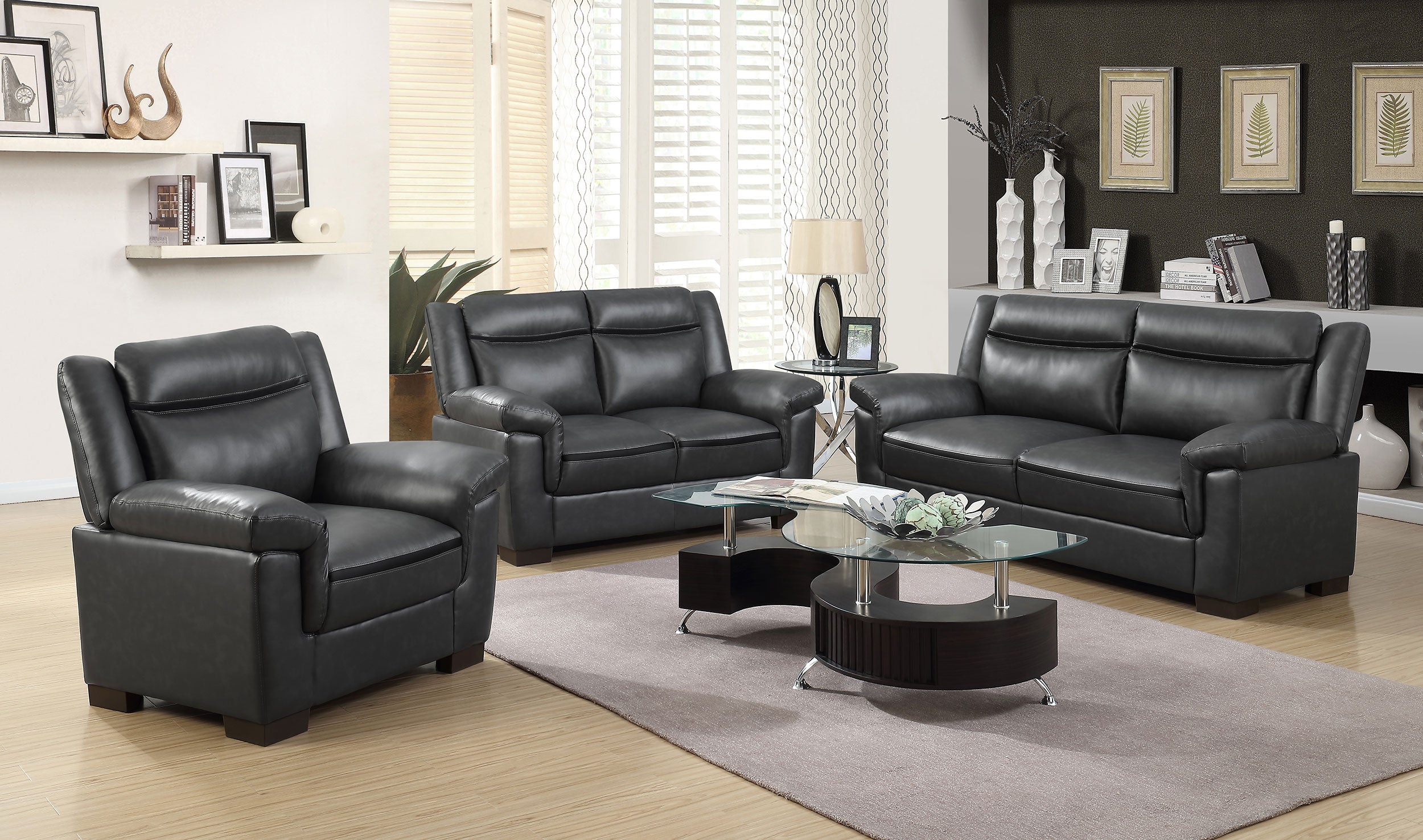 Dar Furniture - Coaster - Arabella 3-piece Upholstered Padded Arm Sofa Set Grey - 506591-S3