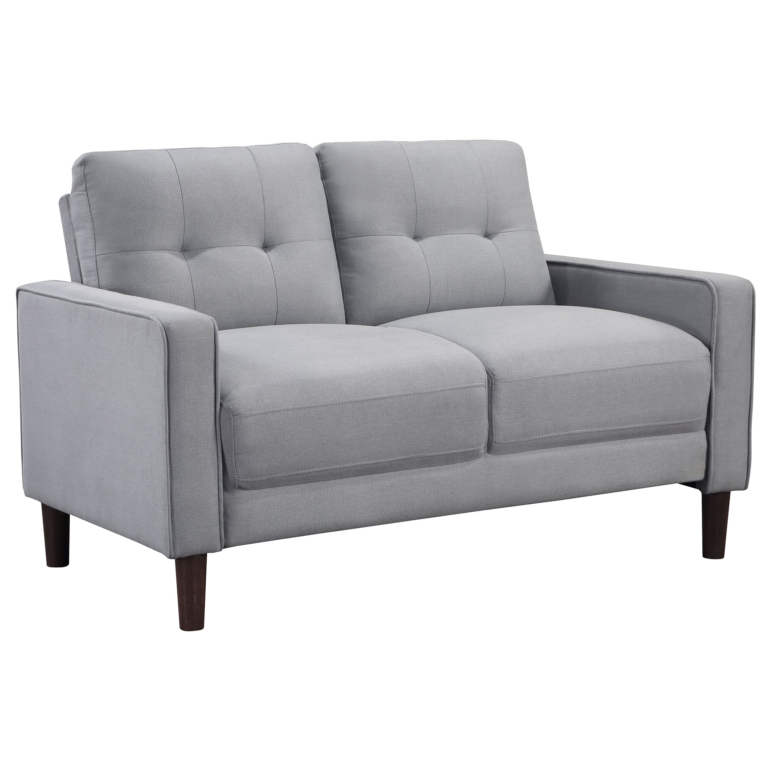 Dar Furniture - Coaster - Bowen Upholstered Track Arm Tufted Loveseat Grey - 506782