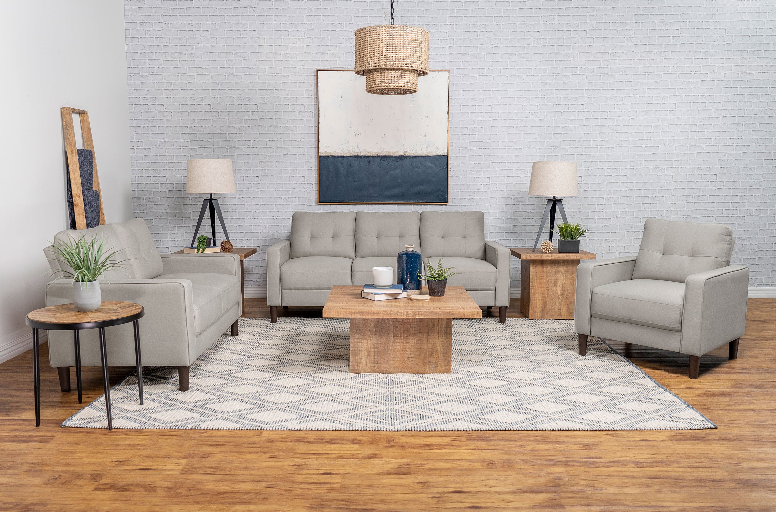 Dar Furniture - Coaster - Bowen 3-piece Upholstered Track Arm Tufted Sofa Set Beige - 506785-S3