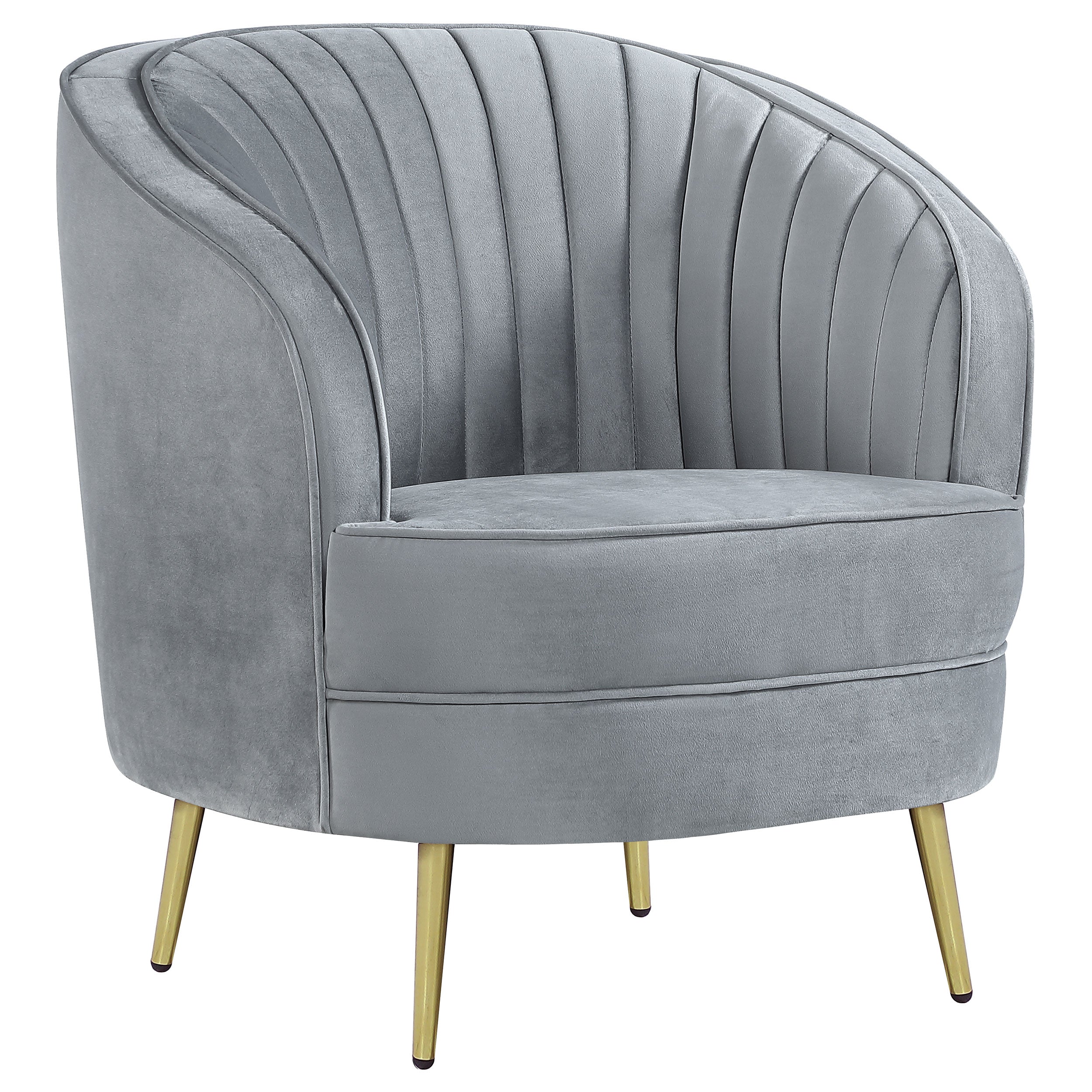 Dar Furniture - Coaster - Sophia Upholstered Channel Tufted Barrel Accent Chair Grey - 506866