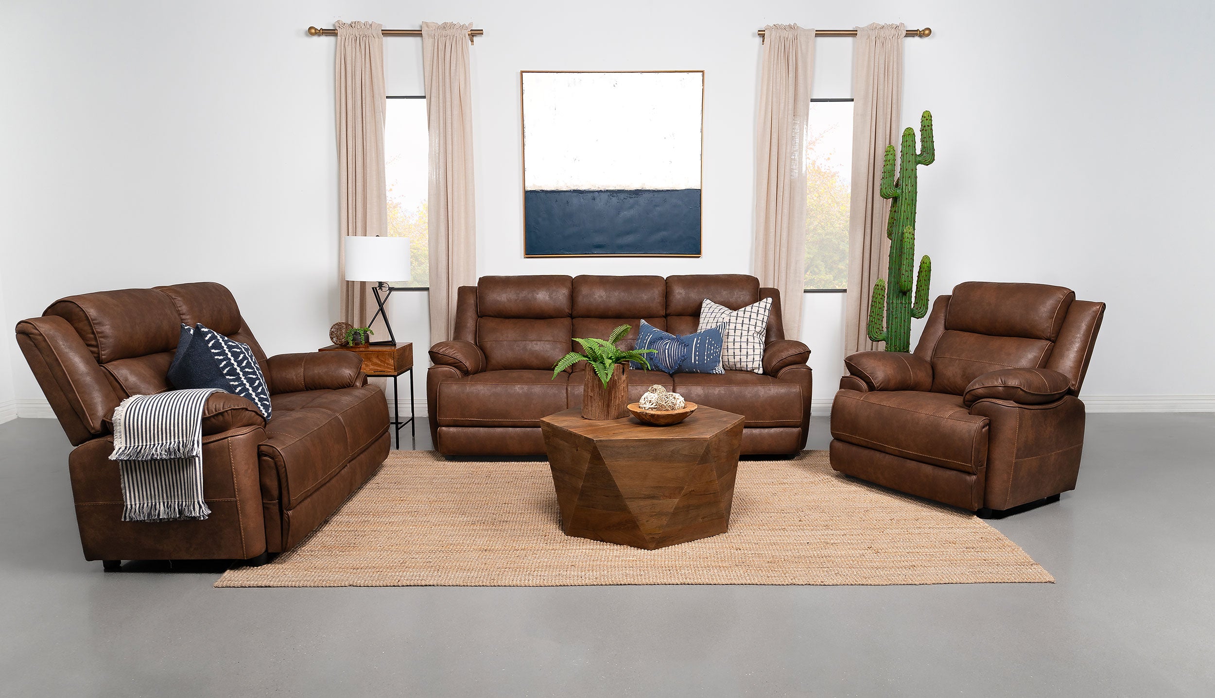 Dar Furniture - Coaster - Ellington 3-piece Upholstered Padded Arm Sofa Set Dark Brown - 508281-S3