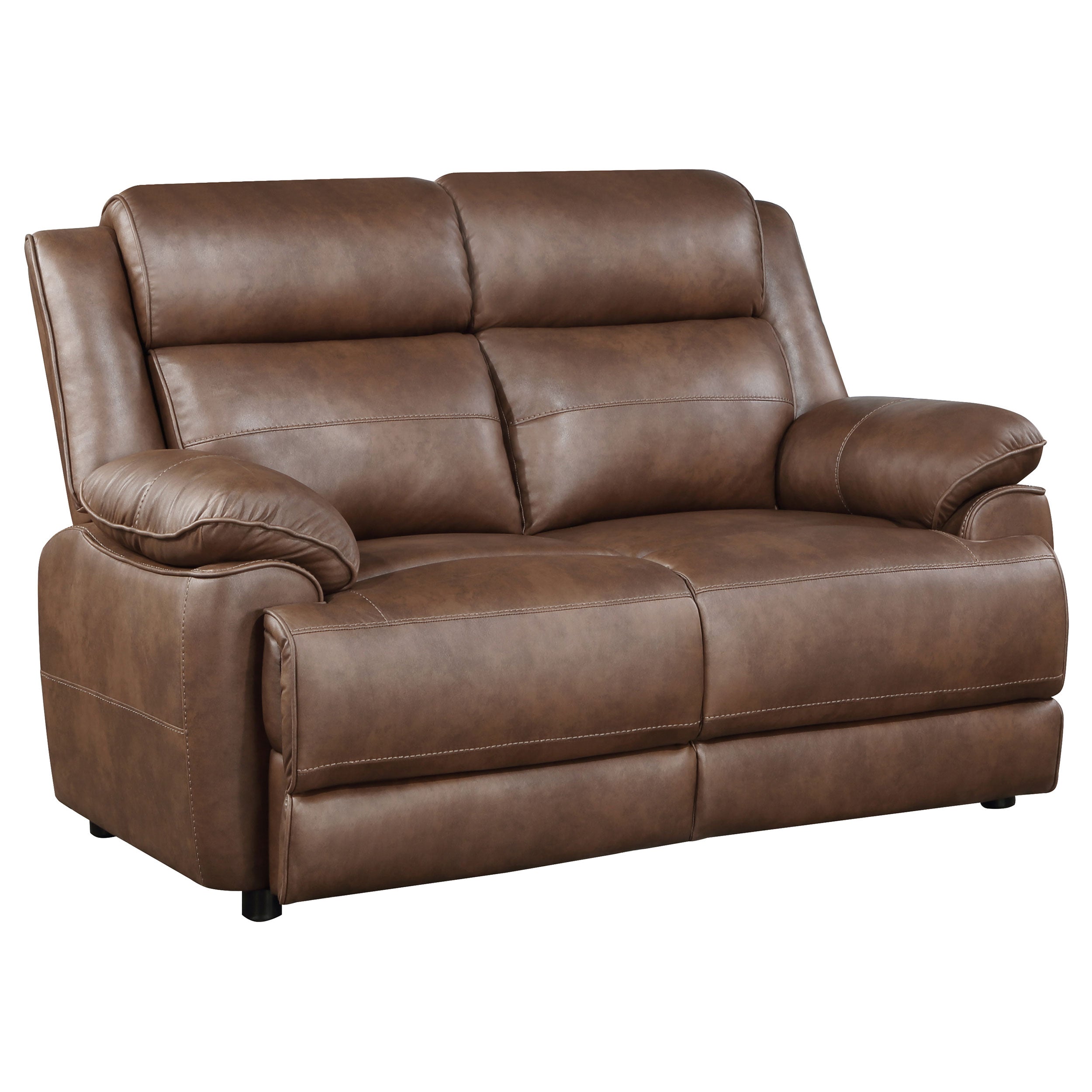 Dar Furniture - Coaster - Ellington Upholstered Padded Arm Loveseat Dark Brown - 508282
