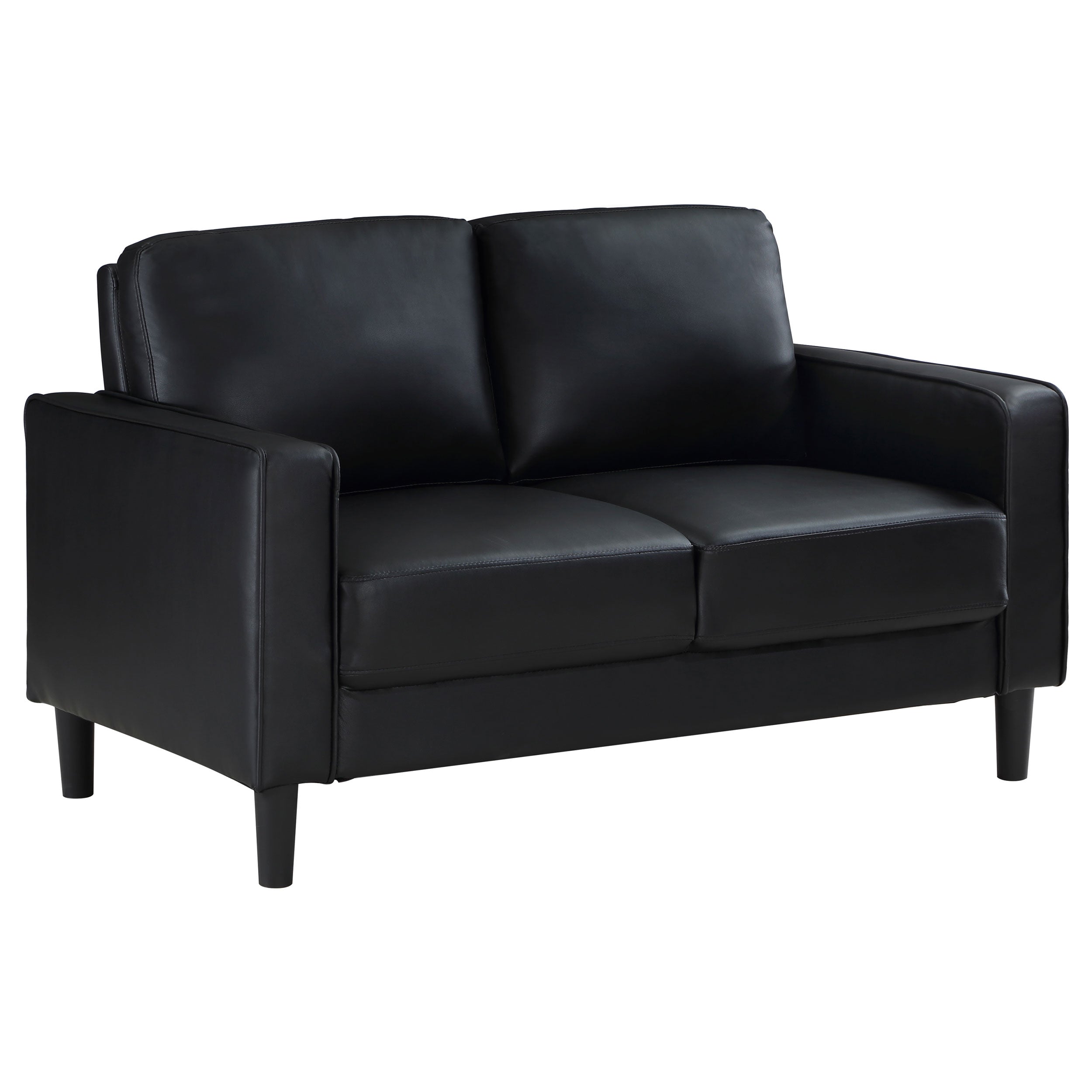 Dar Furniture - Coaster - Ruth Upholstered Track Arm Loveseat Black - 508362