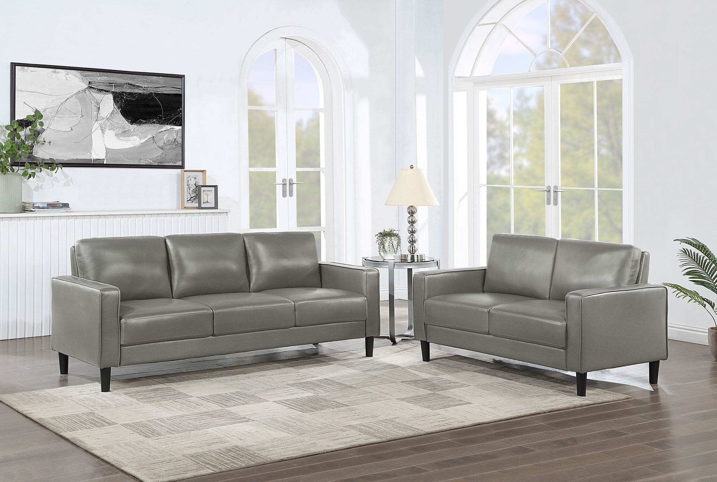 Dar Furniture - Coaster - Ruth 2-piece Upholstered Track Arm Sofa Set Grey - 508365-S2