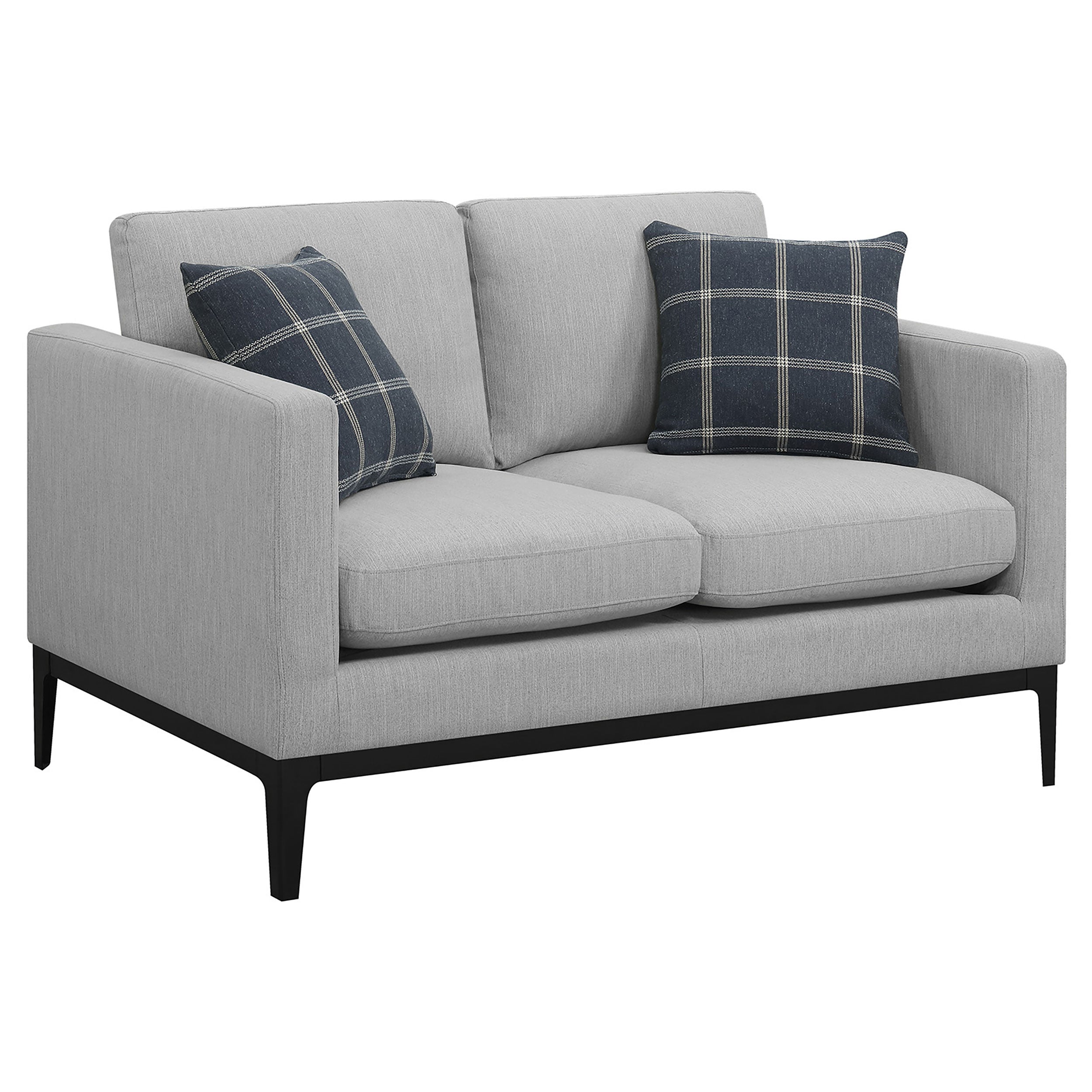 Dar Furniture - Coaster - Apperson Upholstered Track Arm Loveseat Light Grey - 508682