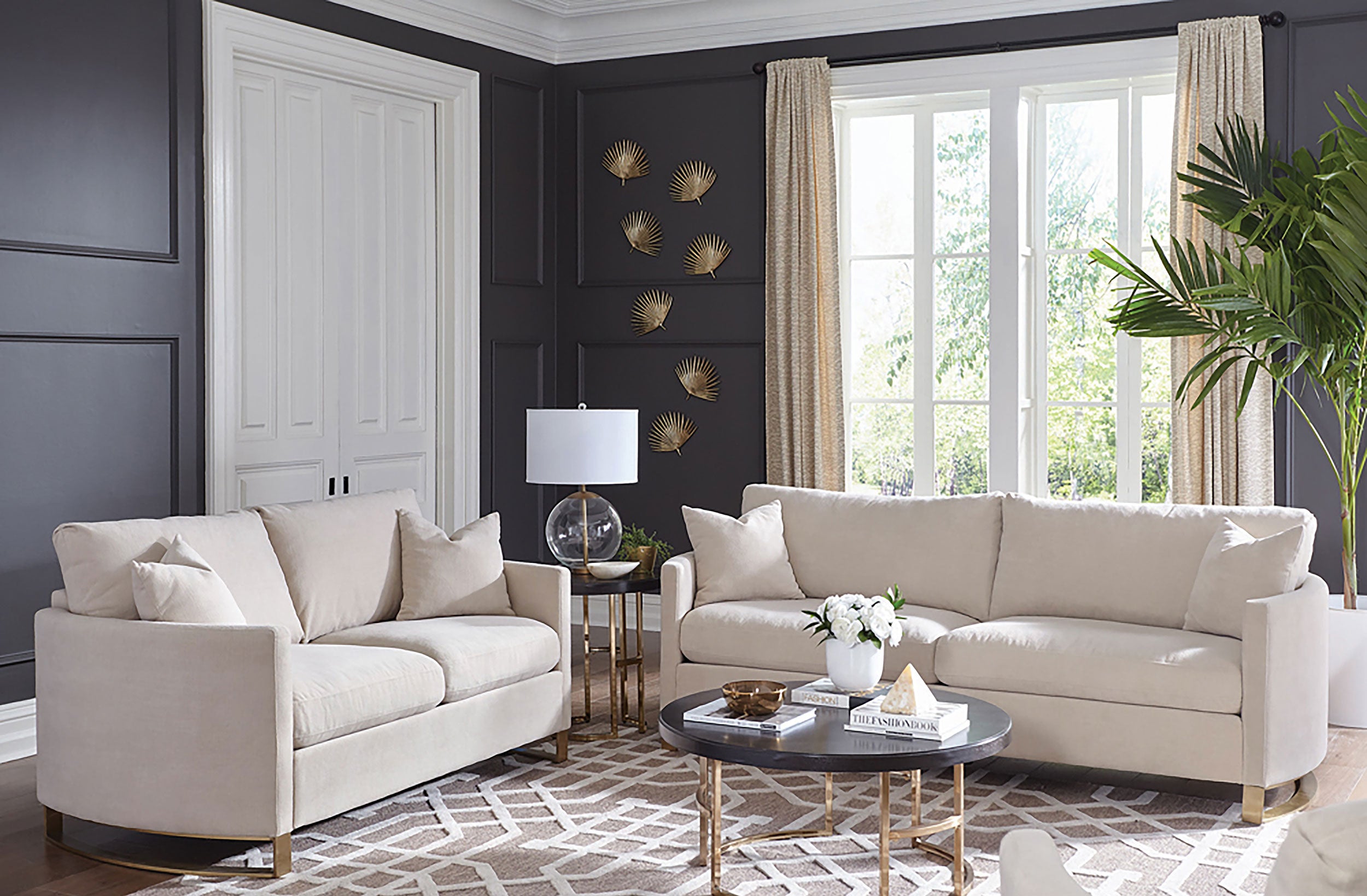 Dar Furniture - Coaster - Corliss 2-piece Upholstered Arched Arm Sofa Set Beige - 508821-S2