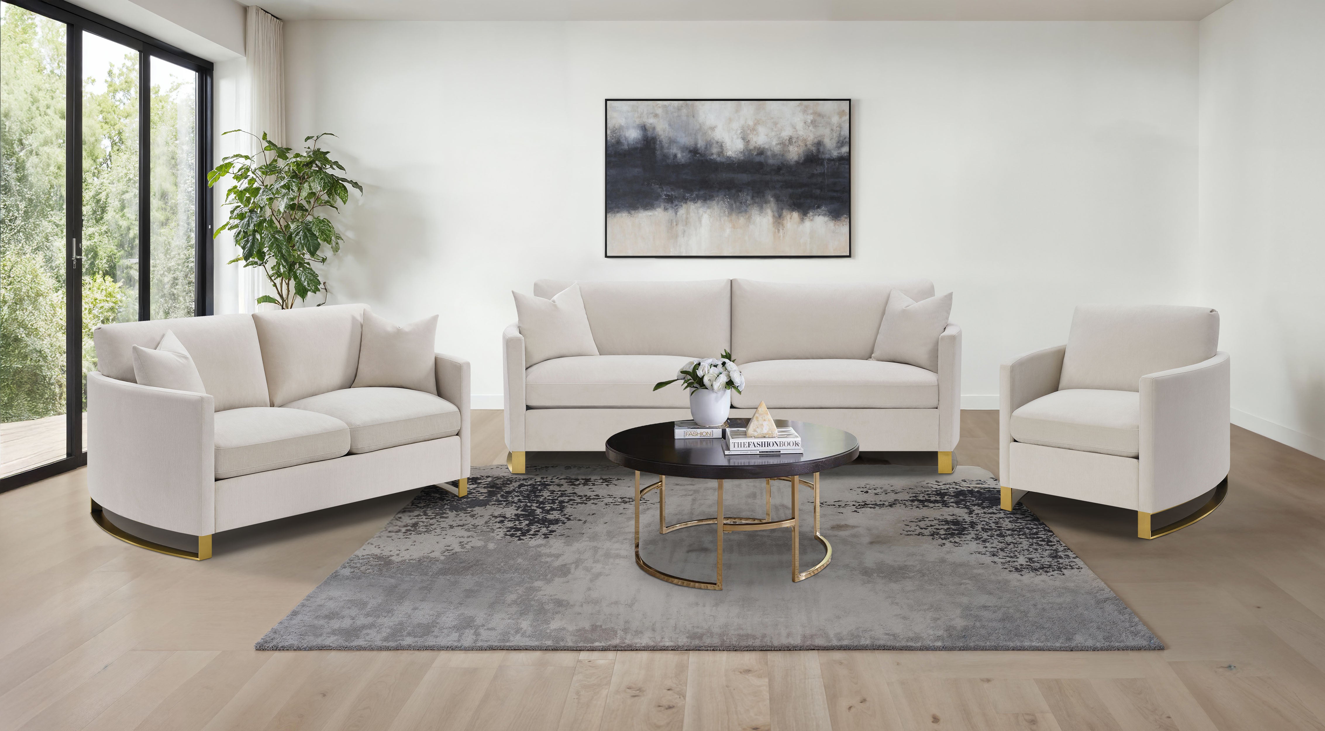 Dar Furniture - Coaster - Corliss 3-piece Upholstered Arched Arm Sofa Set Beige - 508821-S3