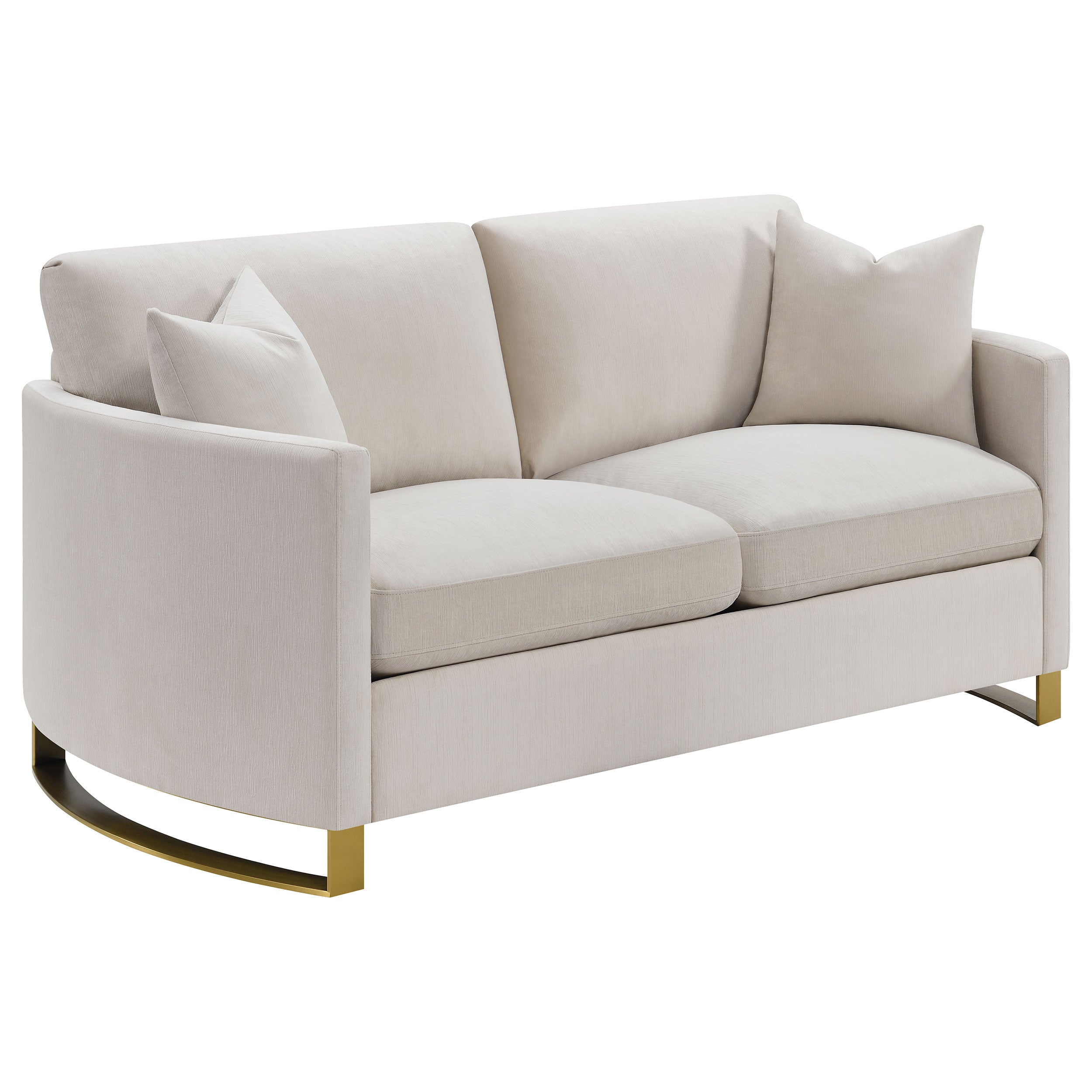 Dar Furniture - Coaster - Corliss Upholstered Curved Track Arm Loveseat Beige - 508822