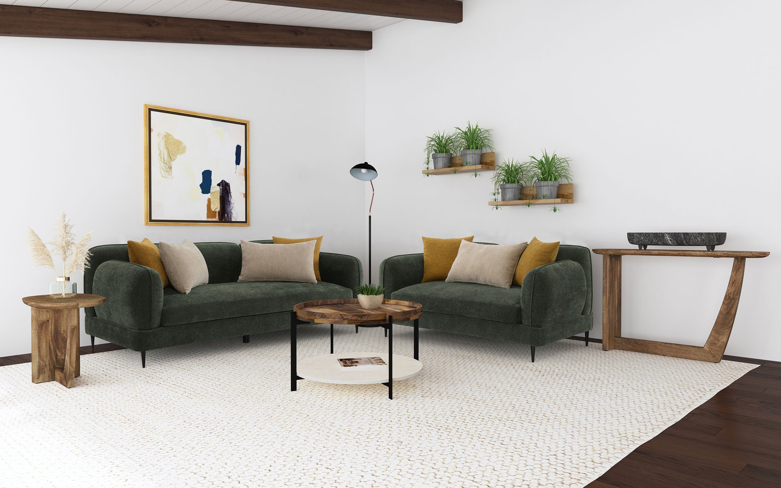 Dar Furniture - Coaster - Jade 2-piece Chenille Upholstered Sofa Set Green - 509131-S2
