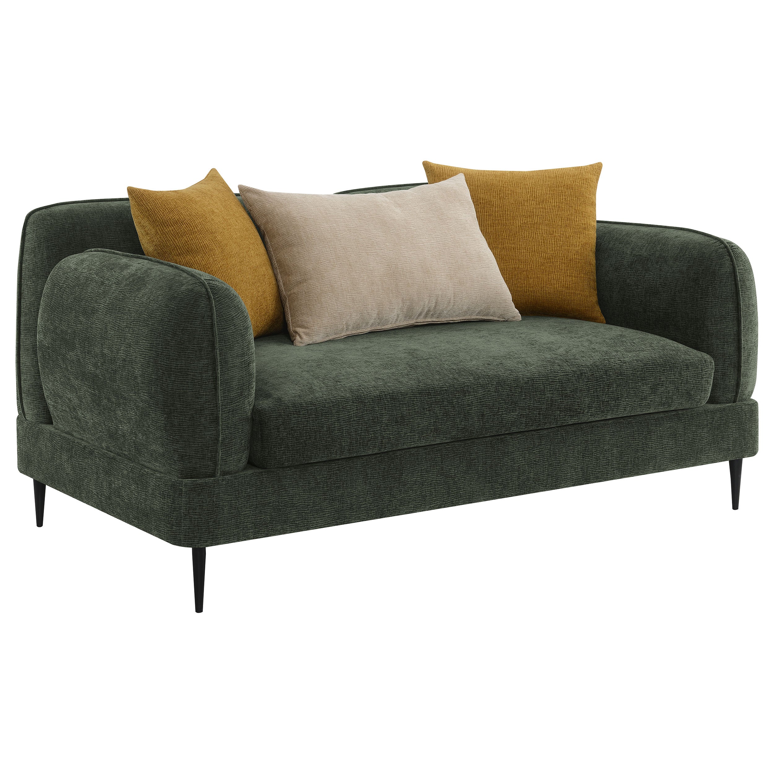 Dar Furniture - Coaster - Jade Chenille Upholstered Modern Track Arm Loveseat Green - 509132