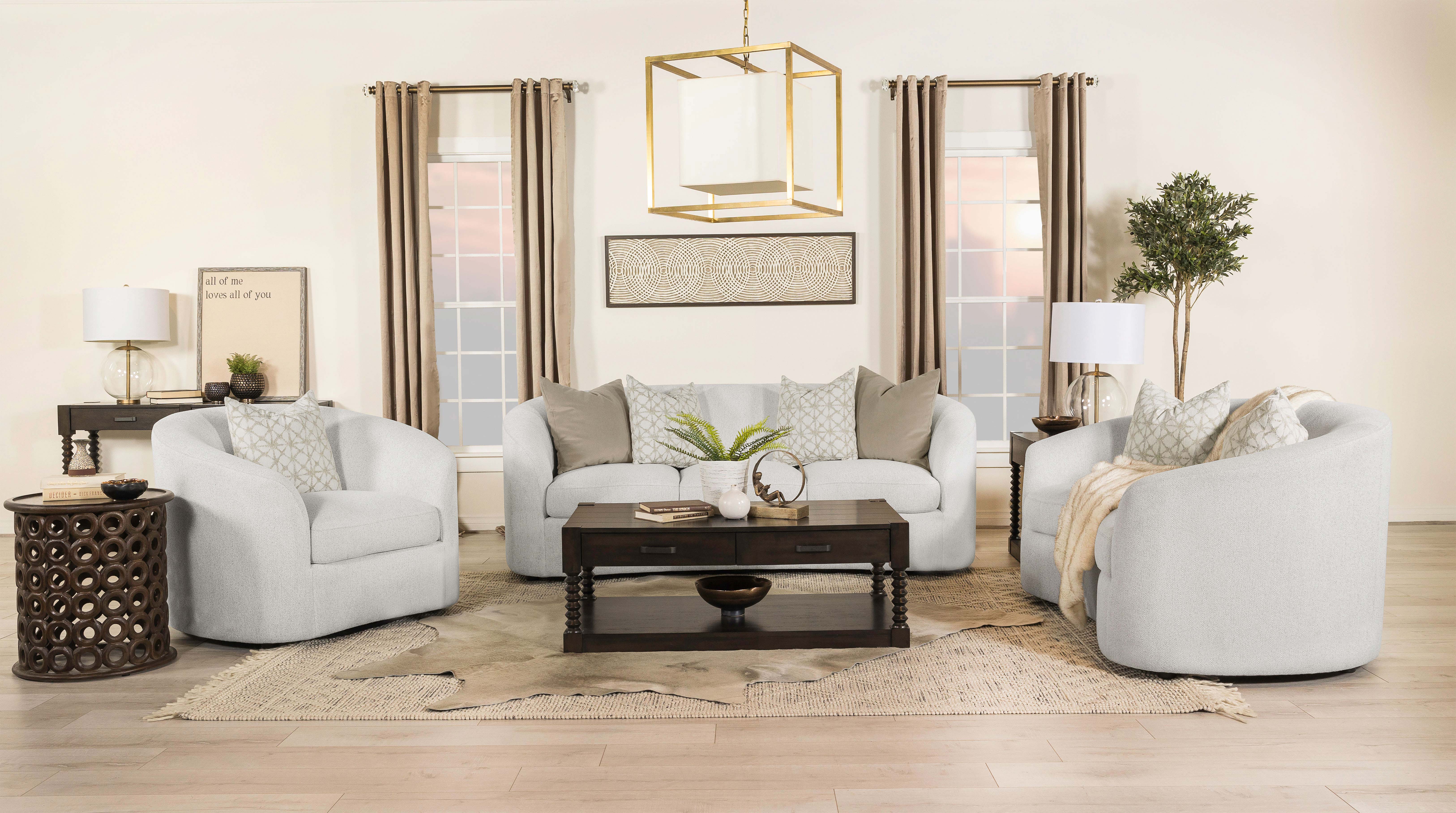 Dar Furniture - Coaster - Rainn 3-piece Boucle Upholstered Sloped Arm Sofa Set Latte - 509171-S3