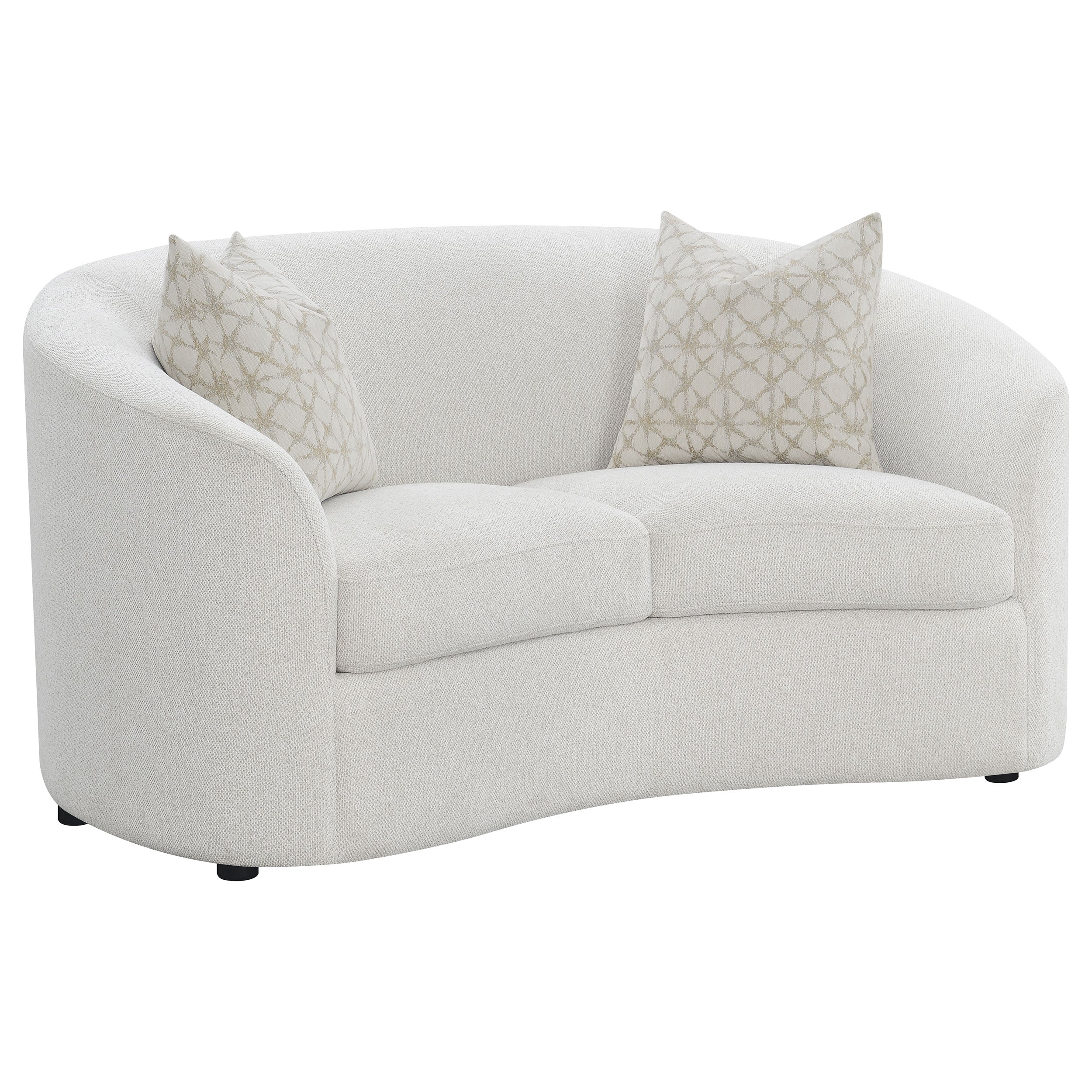 Dar Furniture - Coaster - Rainn Boucle Upholstered Sloped Arm Loveseat Latte - 509172