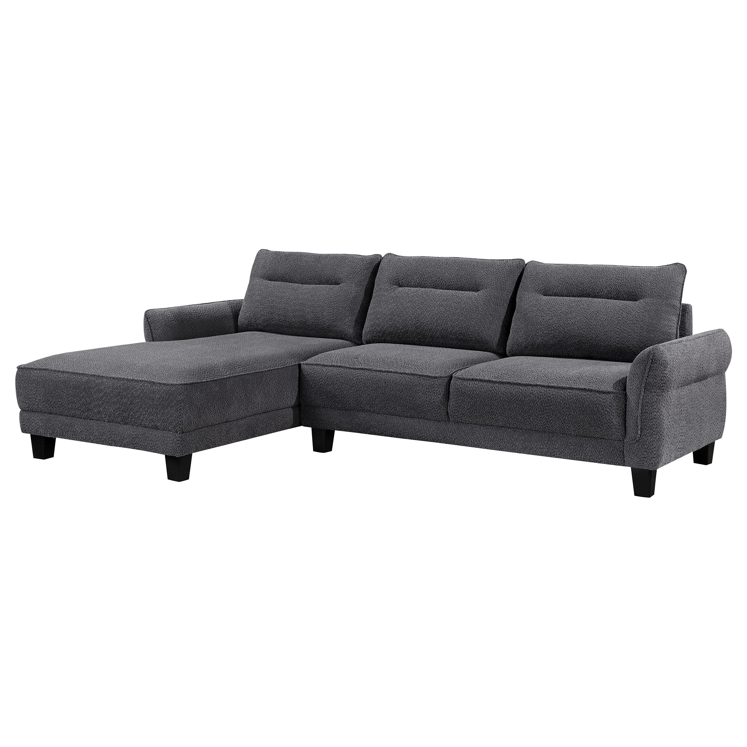 Dar Furniture - Coaster - Caspian Upholstered Curved Arm Chaise Sectional Sofa Grey - 509540