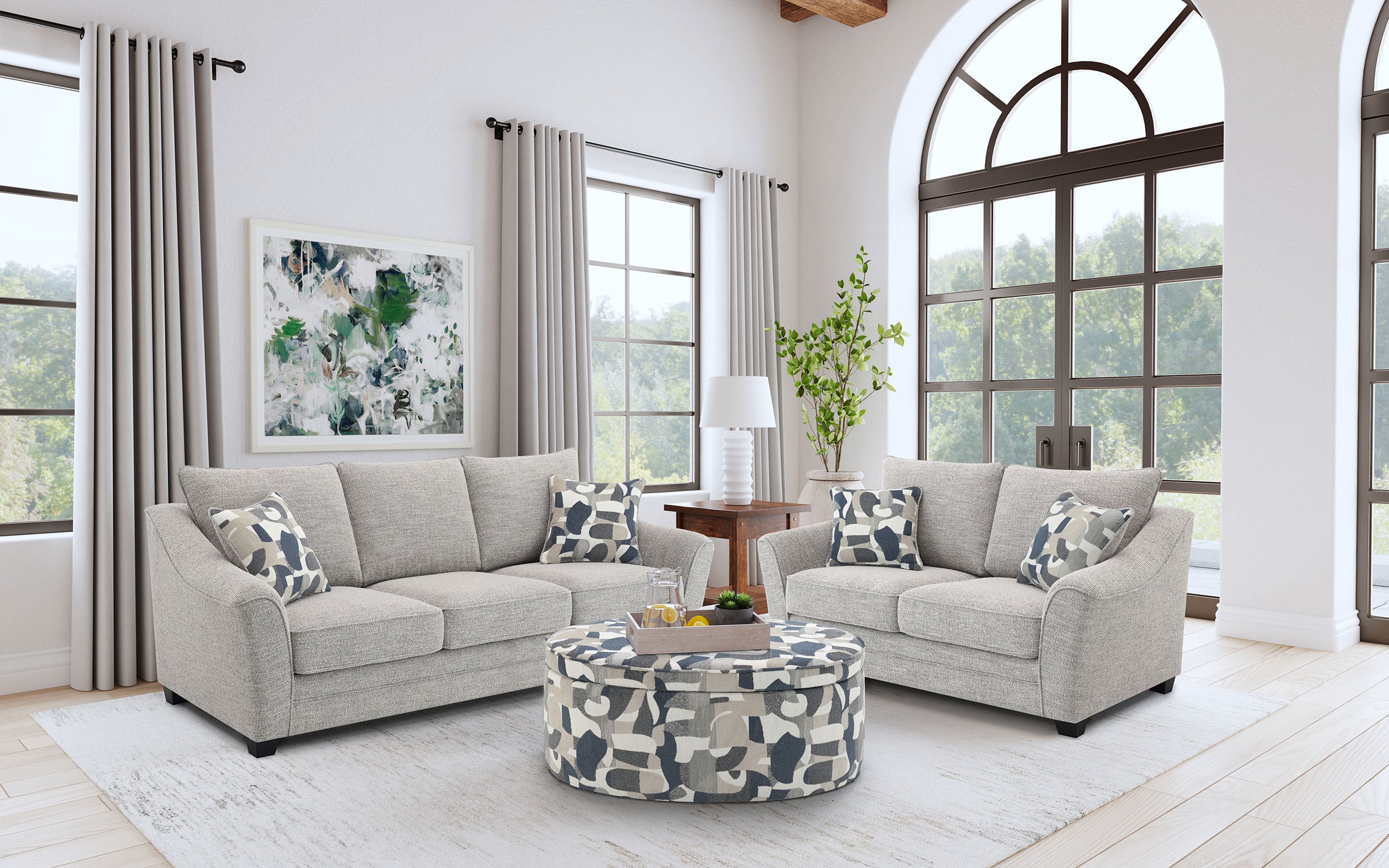 Dar Furniture - Coaster - Tomkins 2-piece Boucle Upholstered Sofa Set Light Grey - 509671-S2
