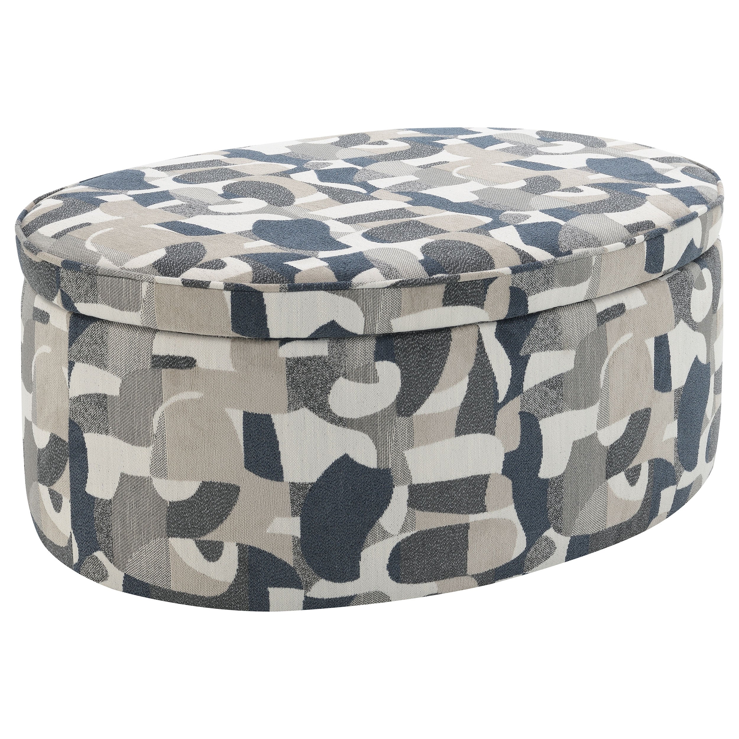 Dar Furniture - Coaster - Tomkins Oval Upholstered Storage Ottoman Indigo Blue - 509674
