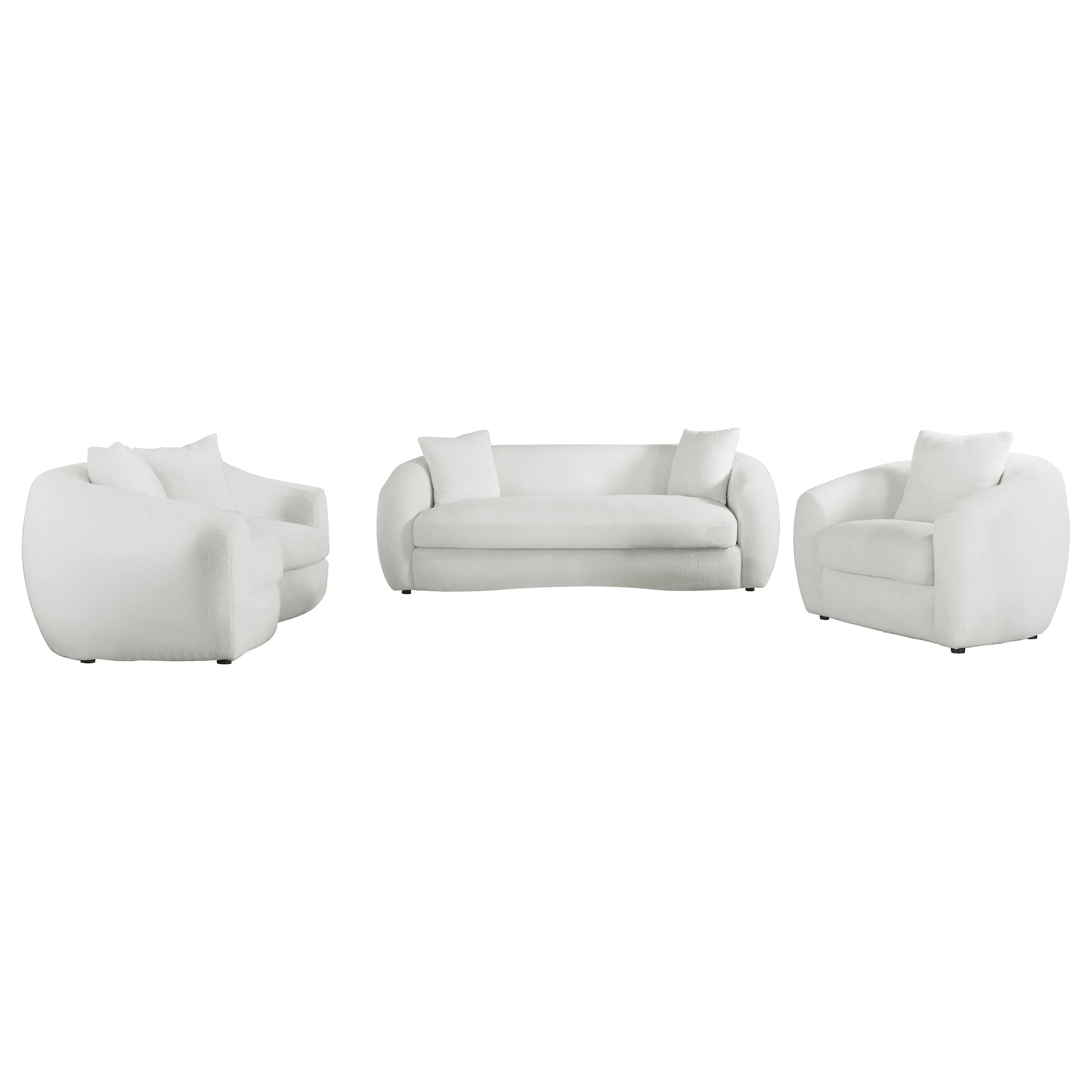 Isabella 3-piece Faux Sheepskin Upholstered Sofa Set Natural