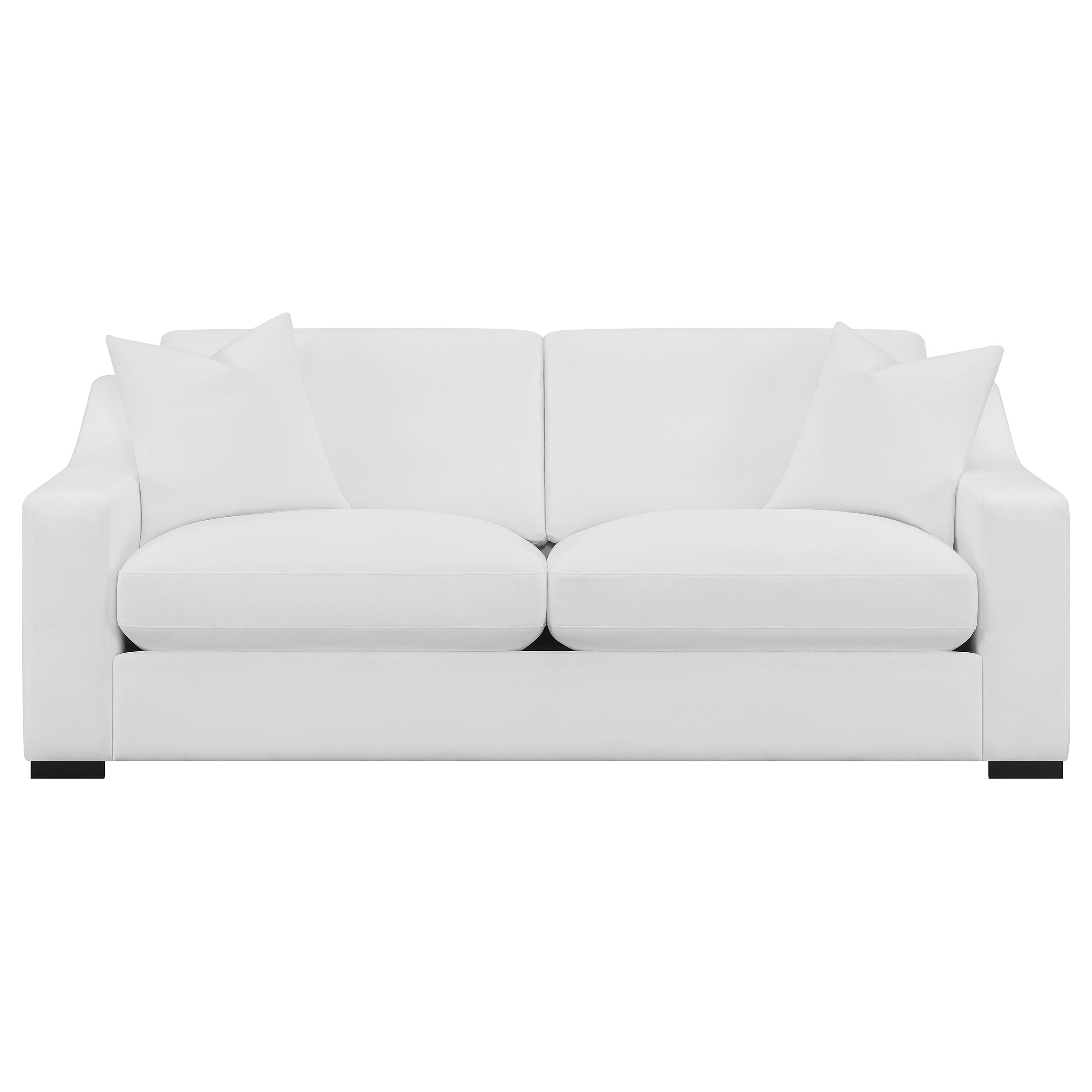 Ashlyn 2-piece Upholstered Sloped Arm Sofa Set White