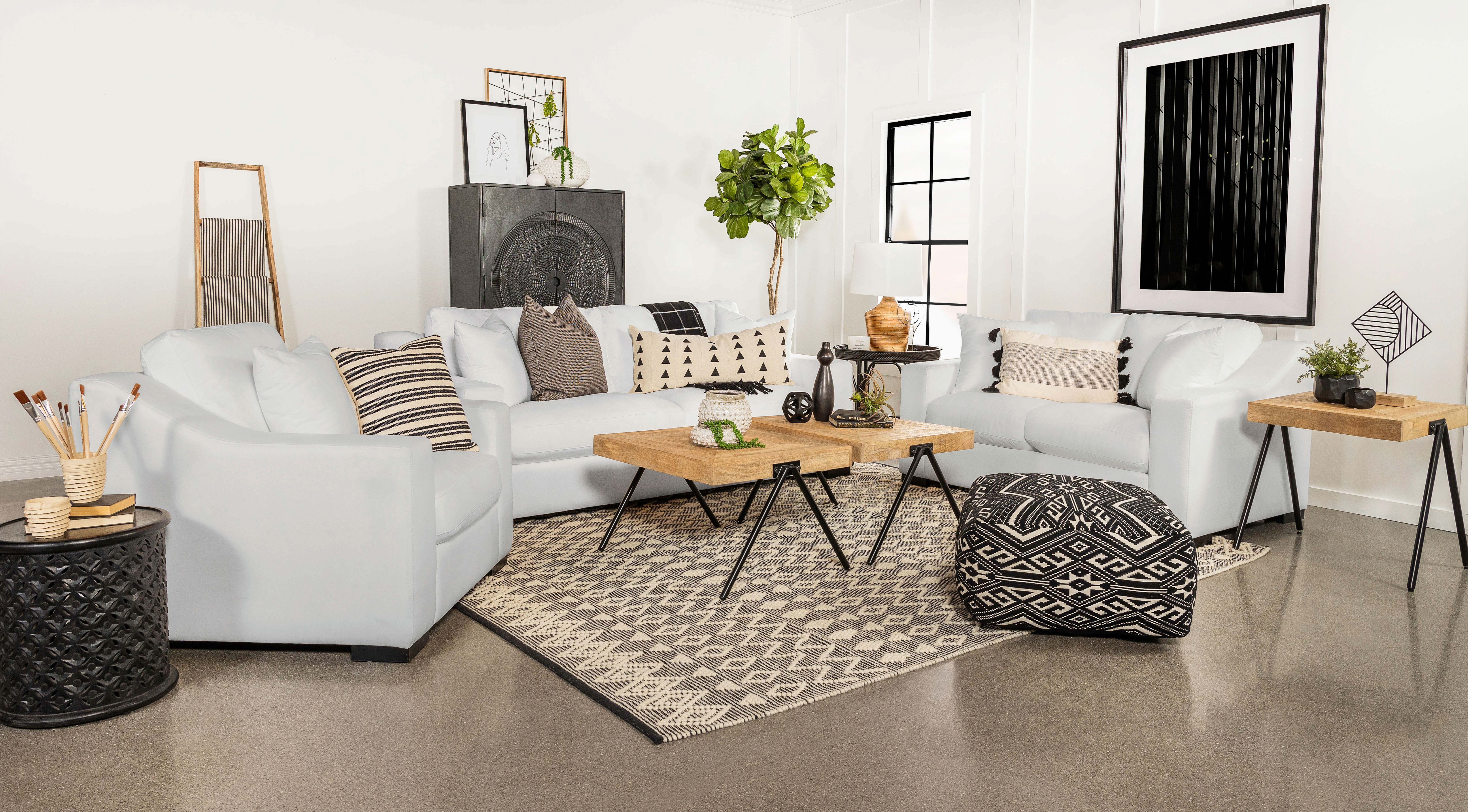 Dar Furniture - Coaster - Ashlyn 3-piece Upholstered Sloped Arm Sofa Set White - 509891-S3