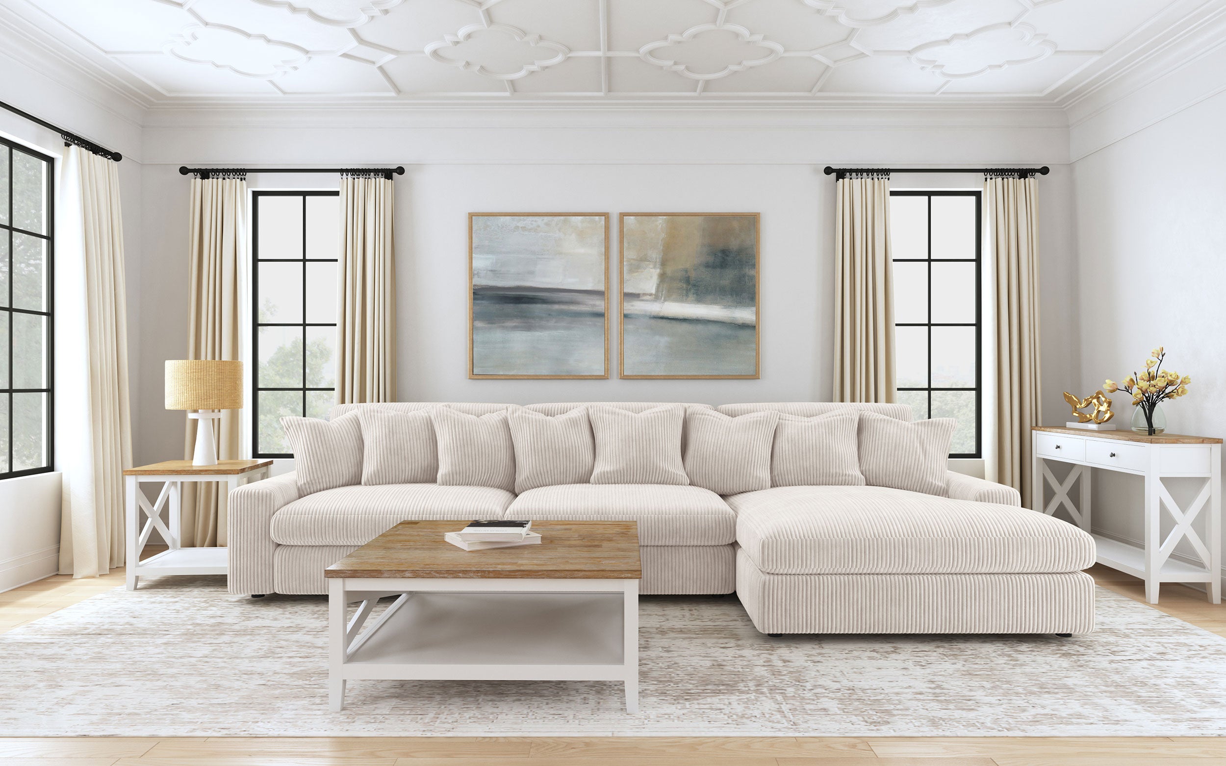 Dar Furniture - Coaster - Blaine Upholstered Reversible Chaise Sectional Sofa Sand - 509899-SET