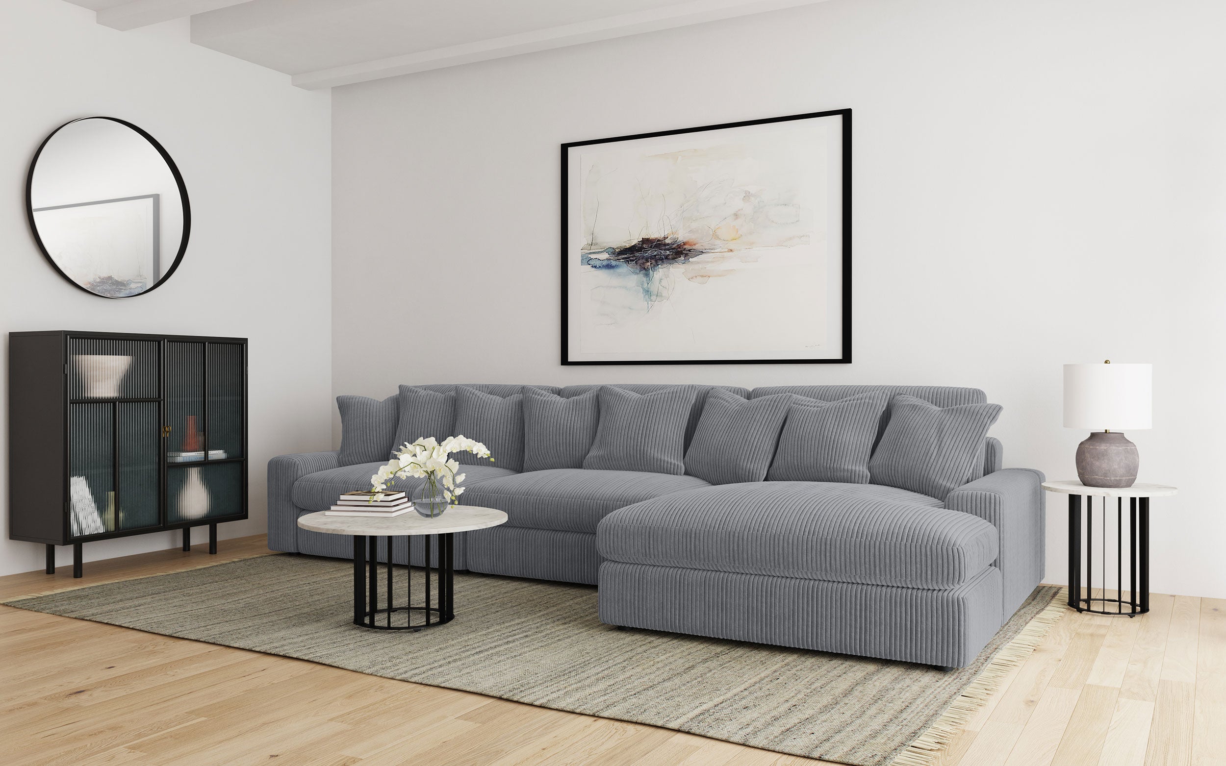 Dar Furniture - Coaster - Blaine Upholstered Reversible Chaise Sectional Sofa Fog - 509900-SET