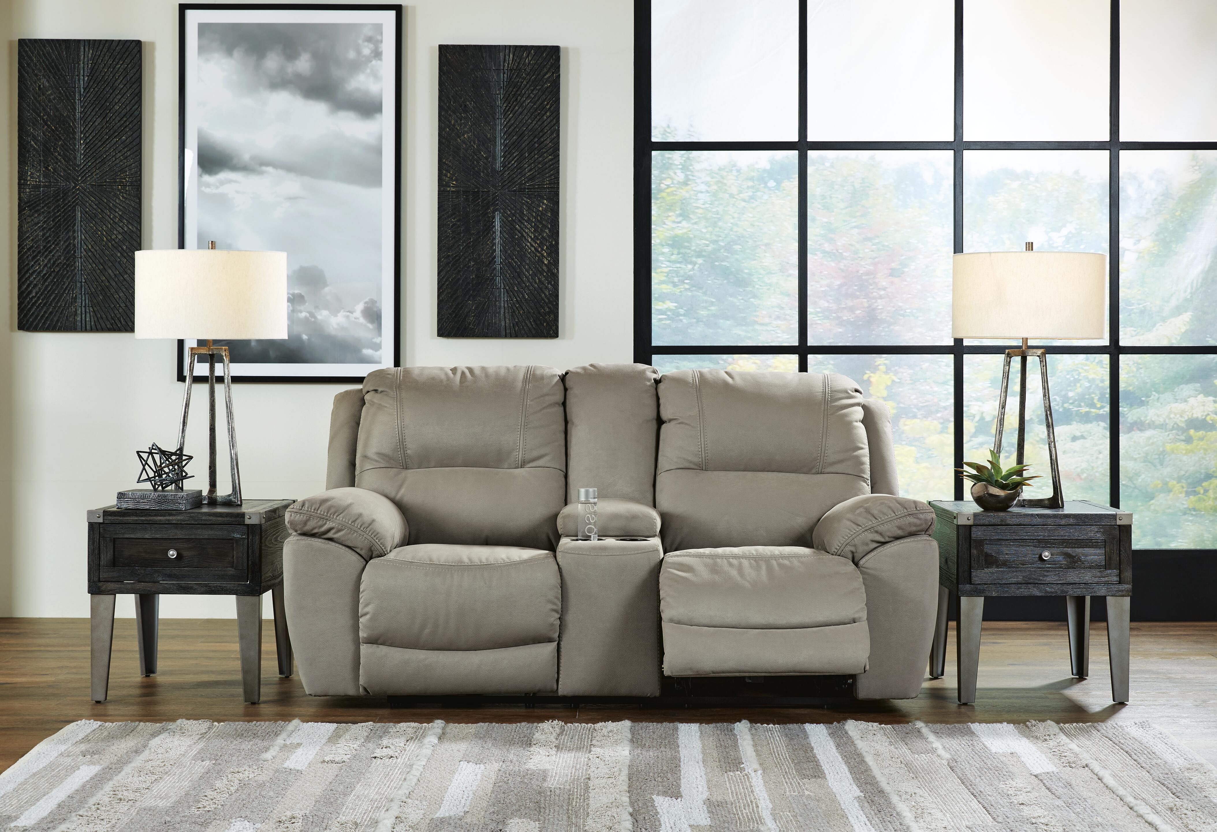 Dar Furniture - Ashley Furniture - Next-Gen Gaucho Power Reclining Loveseat with Console - DBL REC PWR Loveseat w/Console / Putty - 5420396