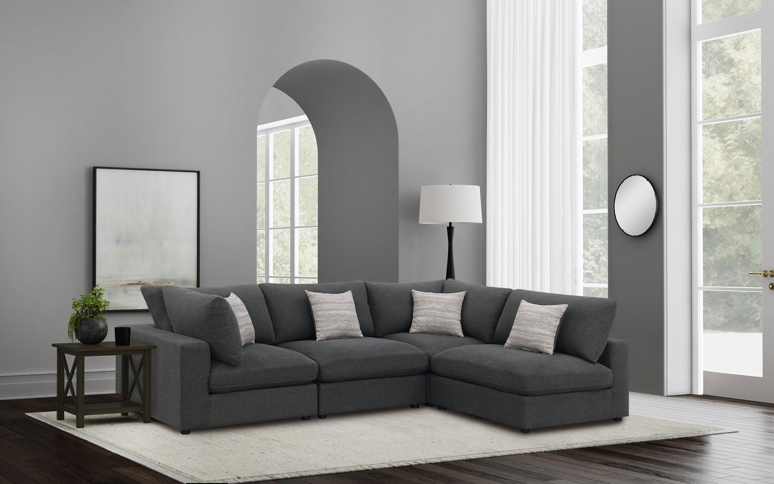 Dar Furniture - Coaster - Serene 4-piece Upholstered Modular Sectional Sofa Charcoal - 551324-SETA