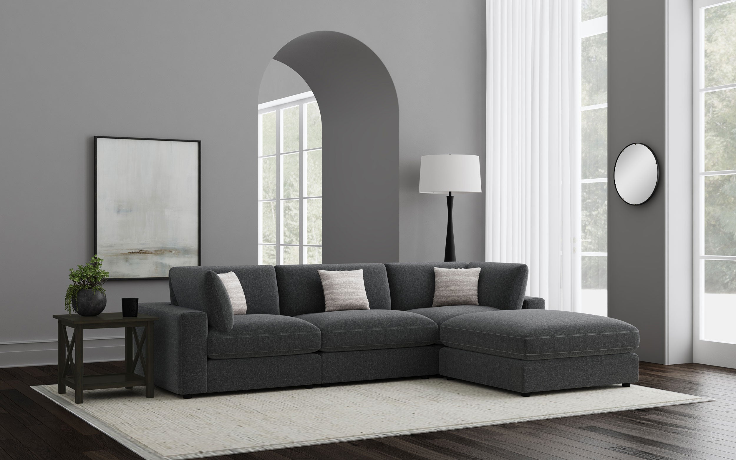 Dar Furniture - Coaster - Serene 4-piece Upholstered Modular Sectional Sofa Charcoal - 551324-SETB