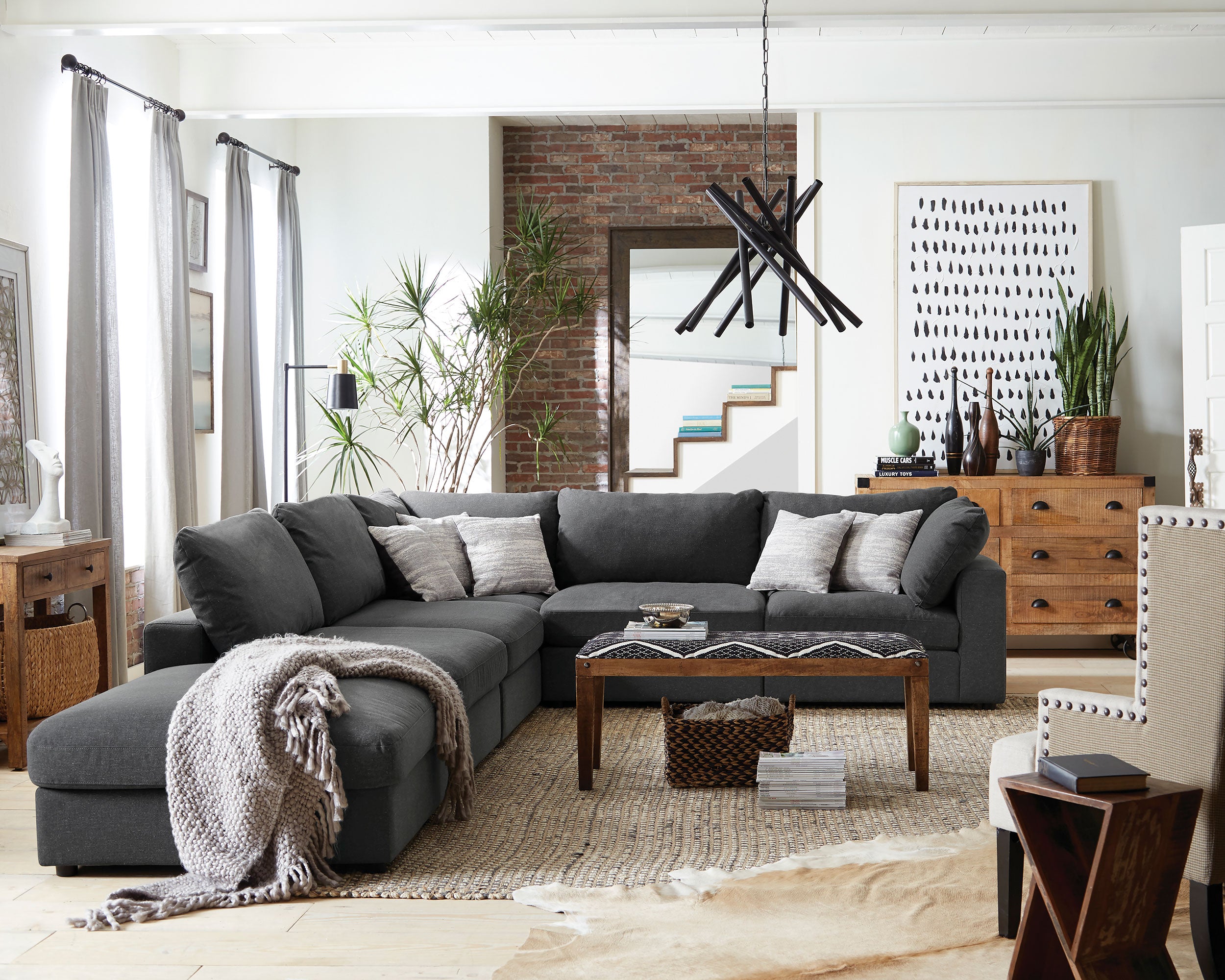 Dar Furniture - Coaster - Serene 6-piece Upholstered Modular Sectional Sofa Charcoal - 551324-SET