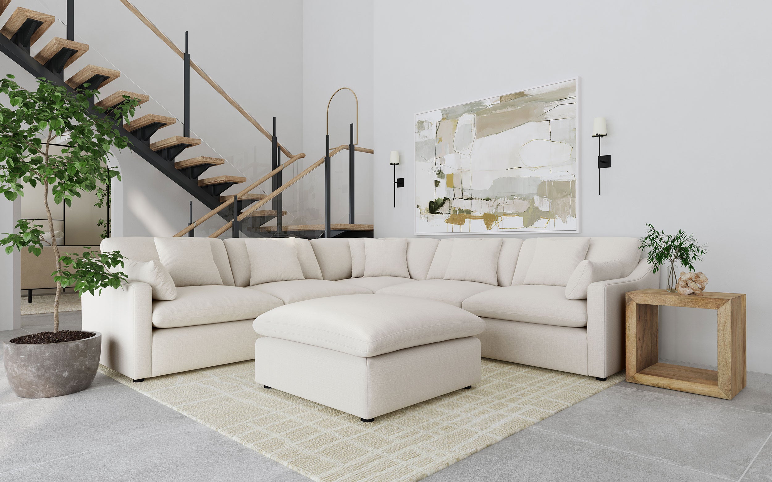 Dar Furniture - Coaster - Hobson 6-piece Upholstered Modular Sectional Sofa Ivory - 551451-SET