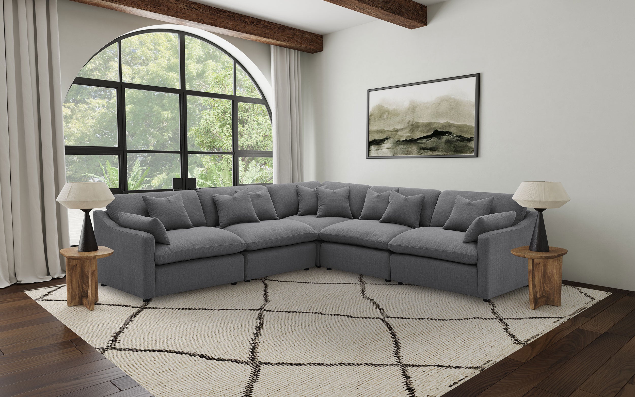 Dar Furniture - Coaster - Hobson 5-piece Upholstered Modular Sectional Sofa Charcoal - 551455-SETA