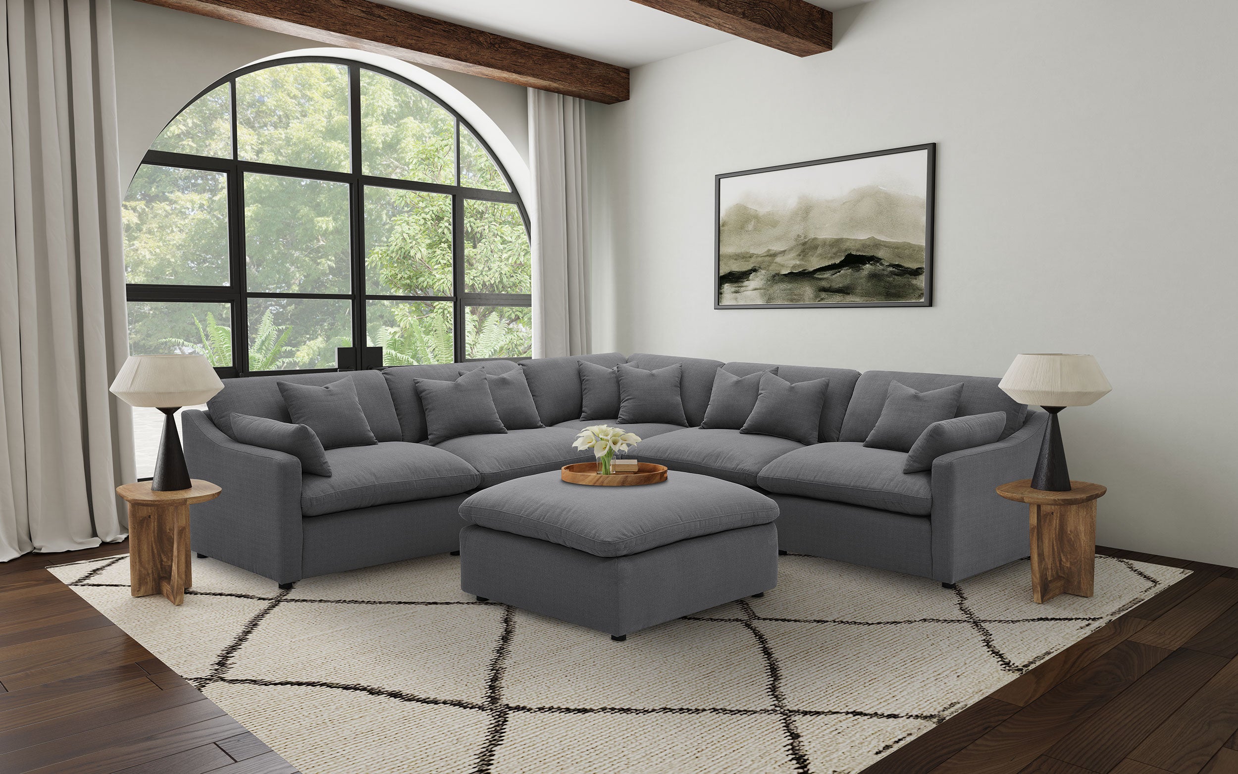 Dar Furniture - Coaster - Hobson 6-piece Upholstered Modular Sectional Sofa Charcoal - 551455-SET