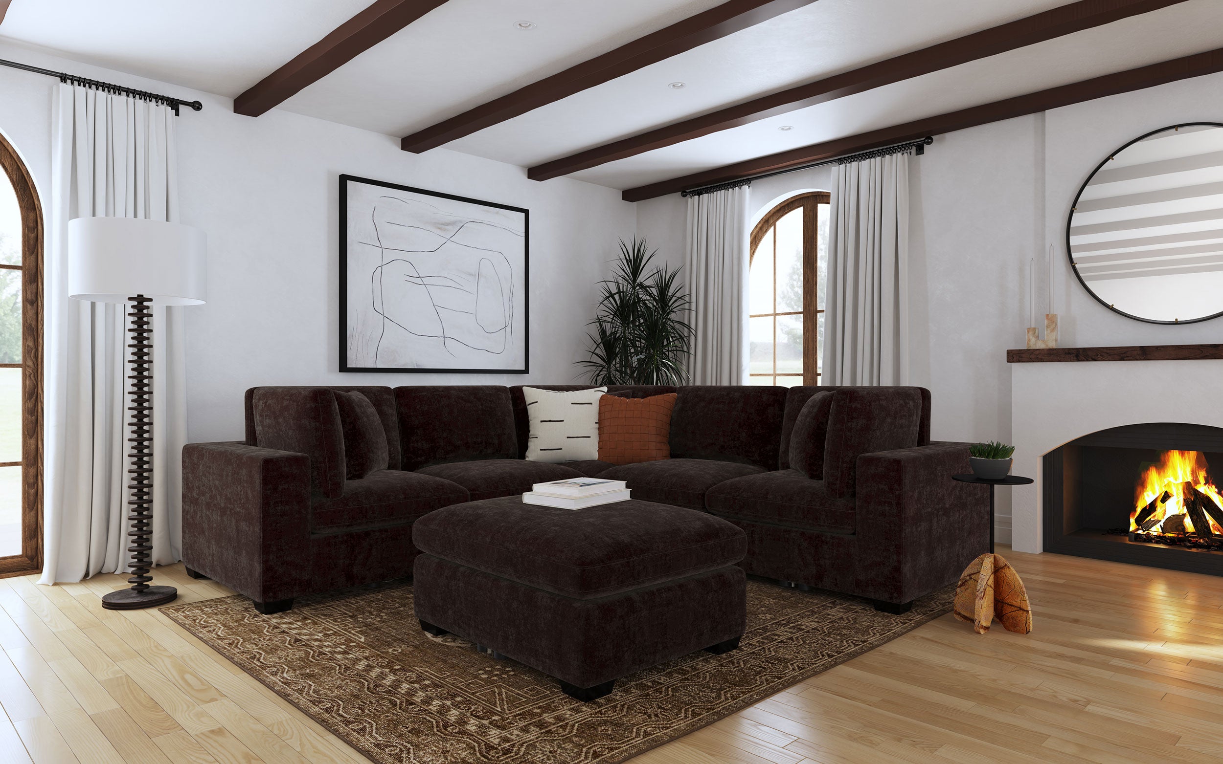 Dar Furniture - Coaster - Lakeview 6-piece Upholstered Modular Sectional Chocolate - 551464-SETA