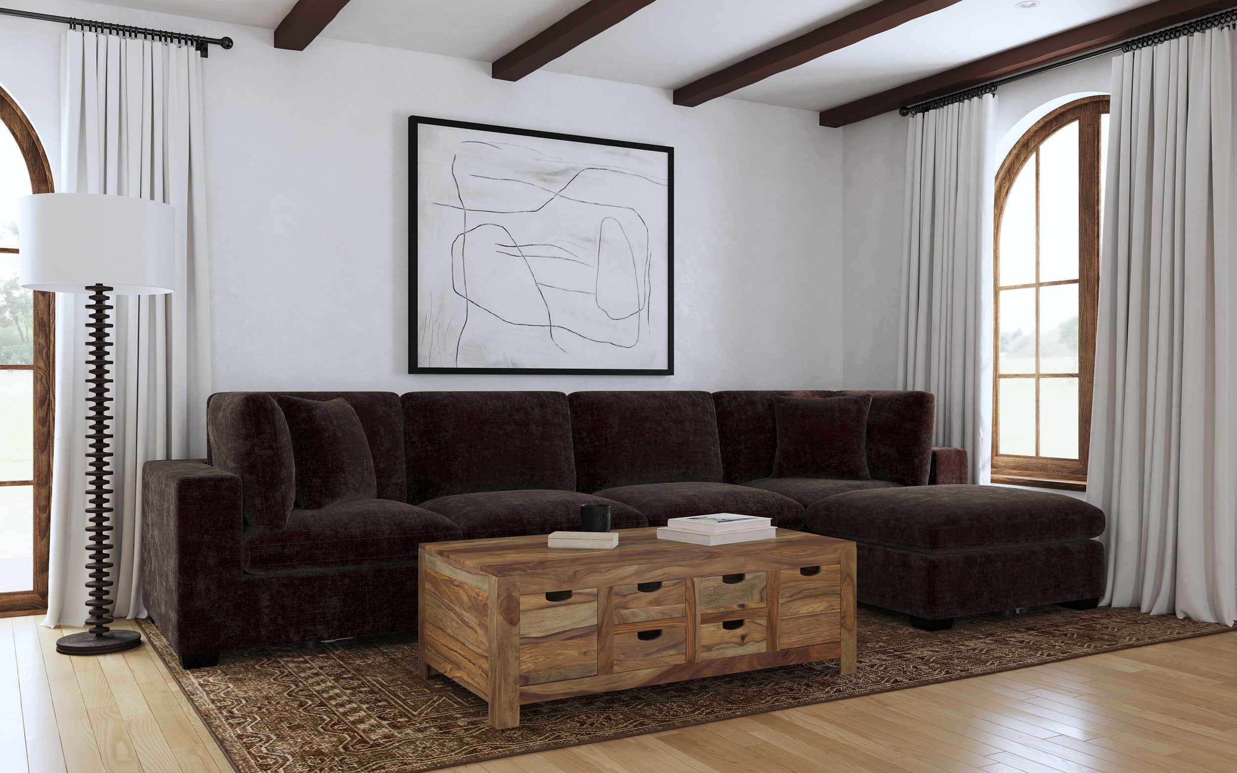 Dar Furniture - Coaster - Lakeview 5-piece Upholstered Modular Sectional Chocolate - 551464-SETB