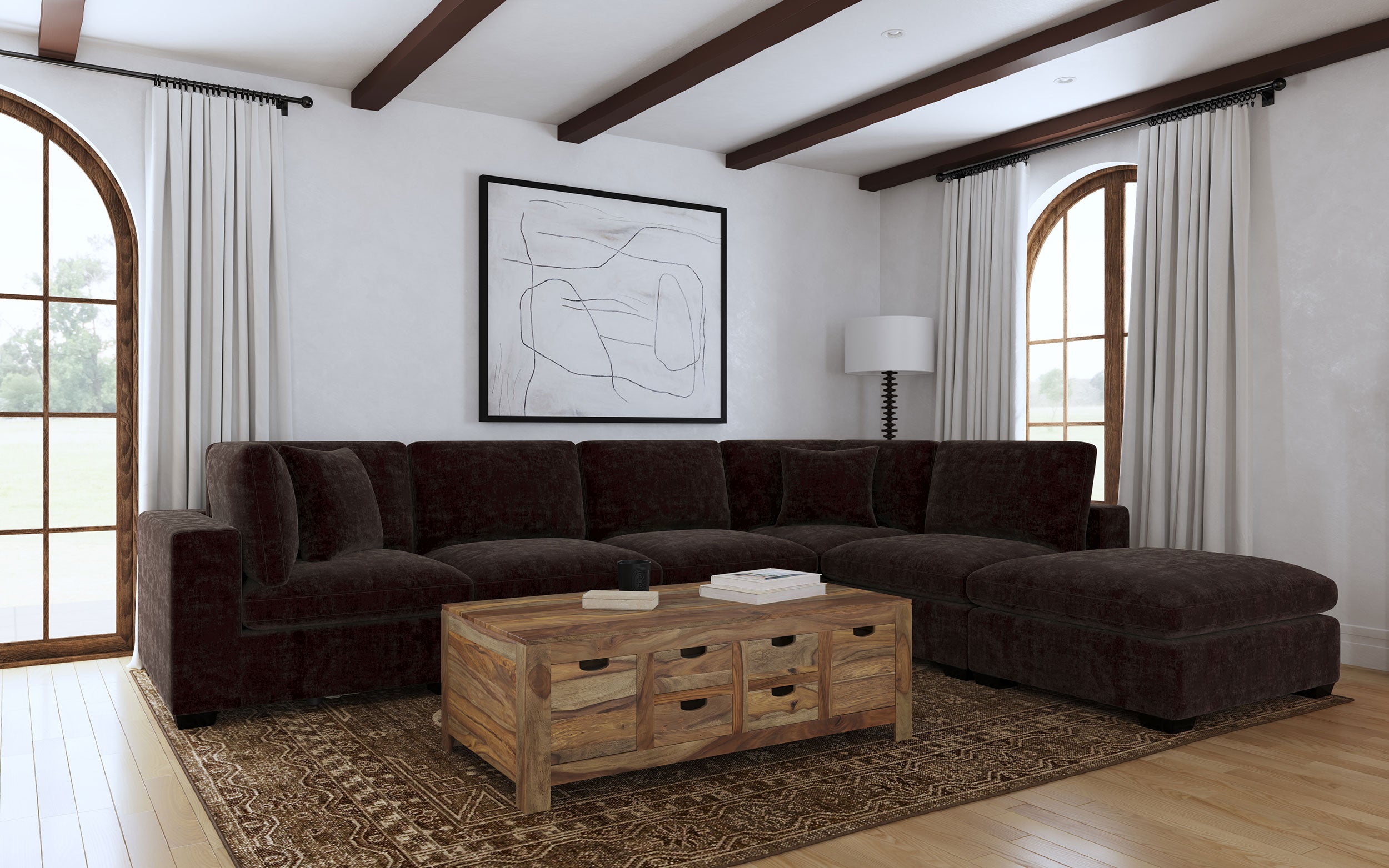 Dar Furniture - Coaster - Lakeview 6-piece Upholstered Modular Sectional Chocolate - 551464-SET