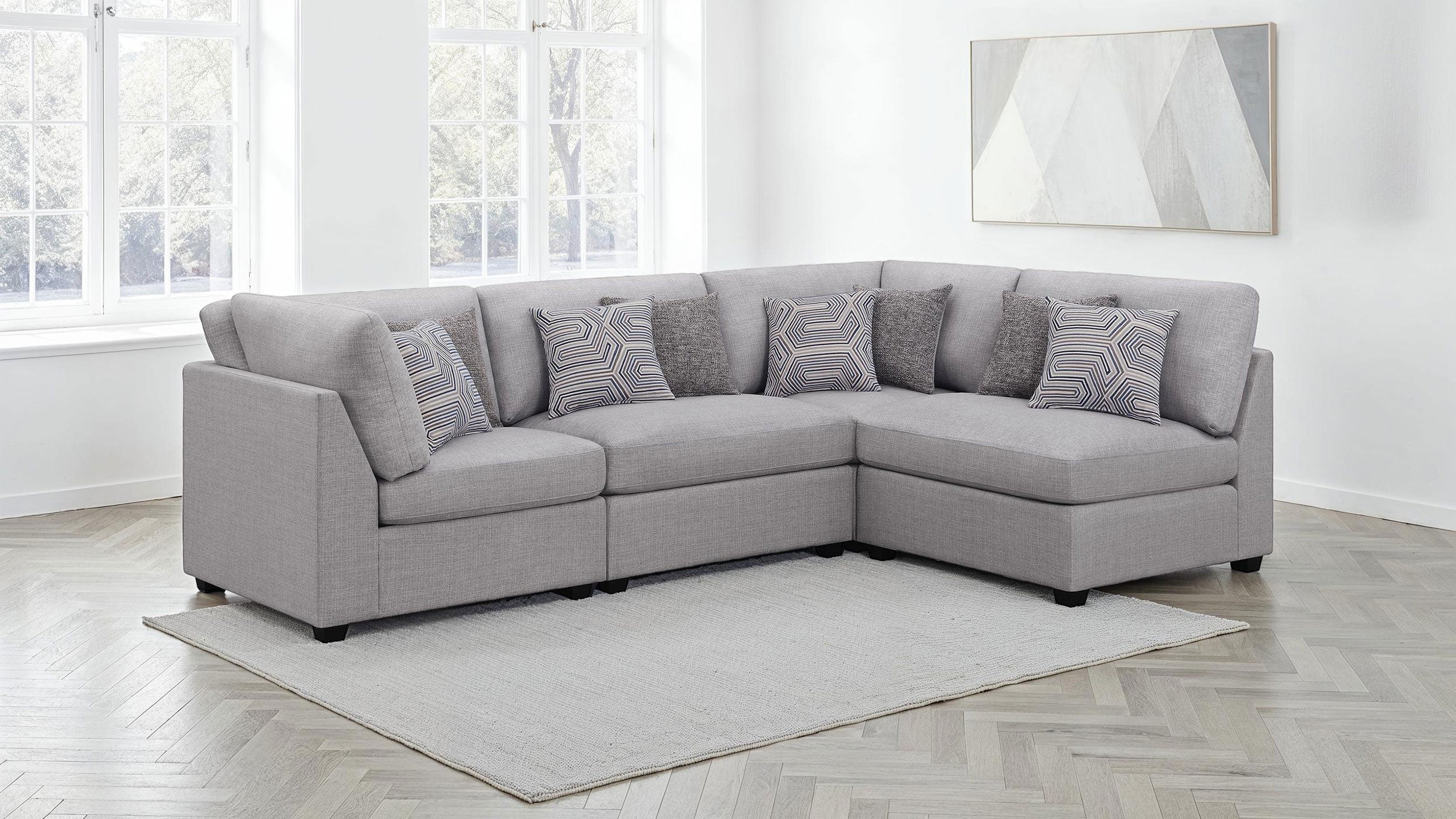 Dar Furniture - Coaster - Cambria 4-piece Upholstered Modular Sectional Sofa Grey - 551511-S4B