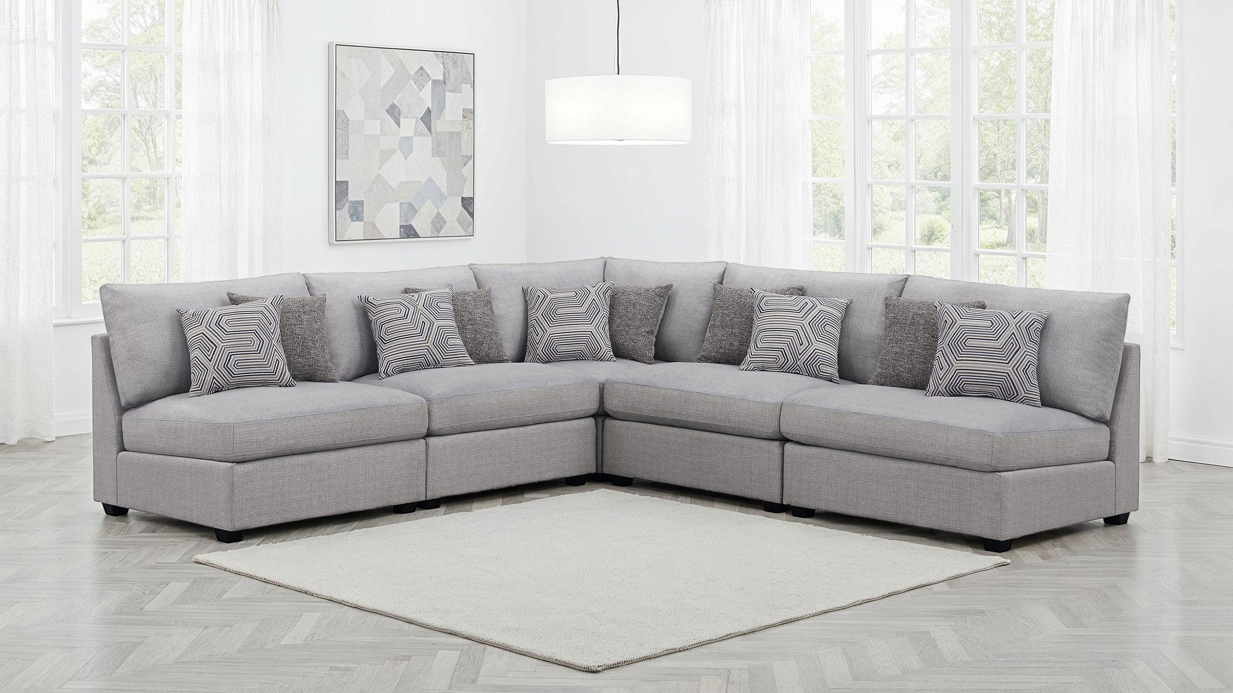 Dar Furniture - Coaster - Cambria 5-piece Upholstered Modular Sectional Sofa Grey - 551511-S5A