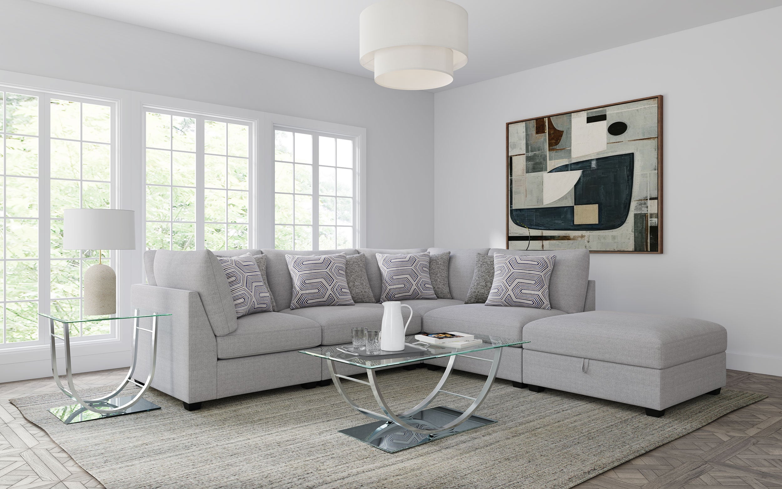 Dar Furniture - Coaster - Cambria 5-piece Upholstered Modular Sectional Sofa Grey - 551511-S5B