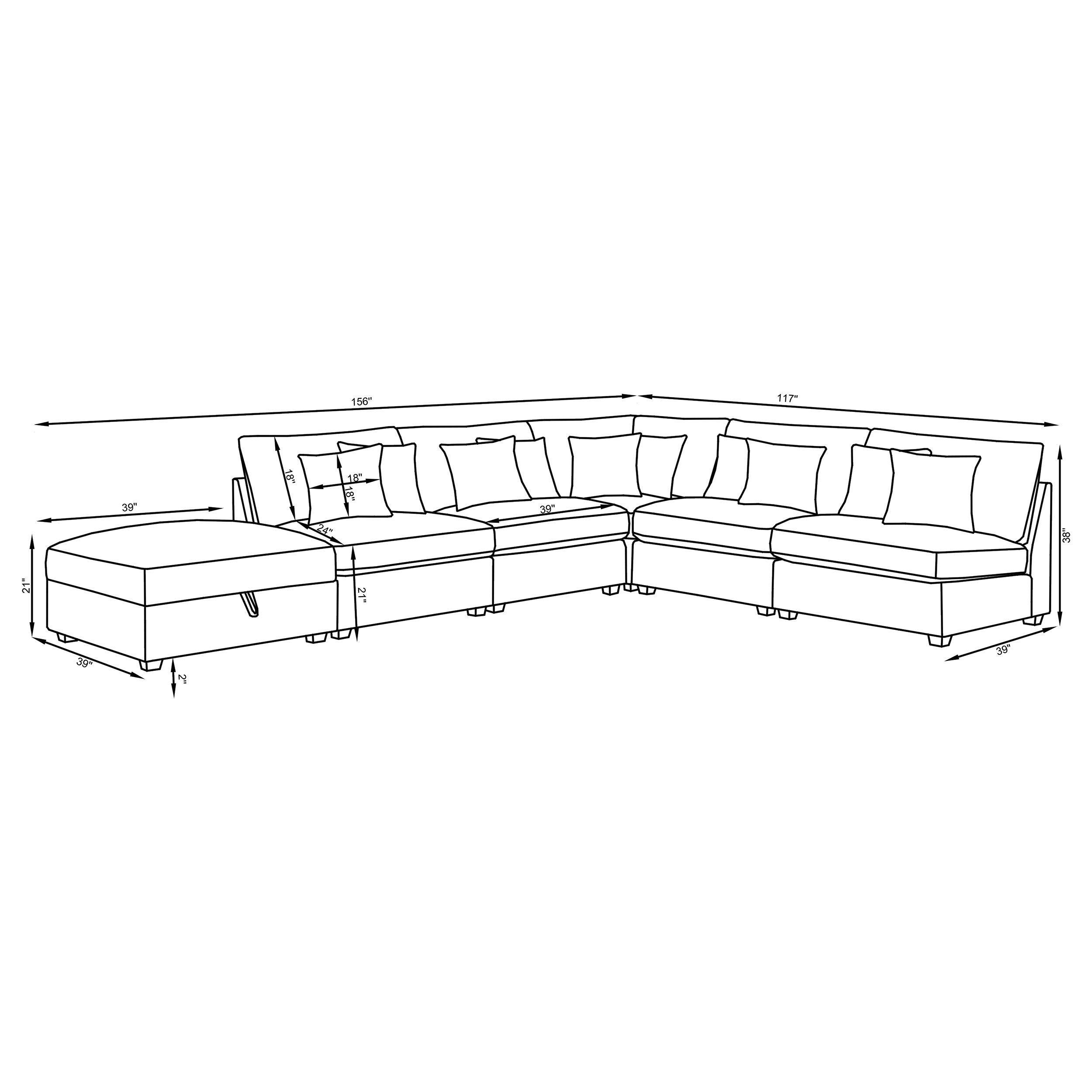 Cambria 6-piece Upholstered Modular Sectional Sofa Grey