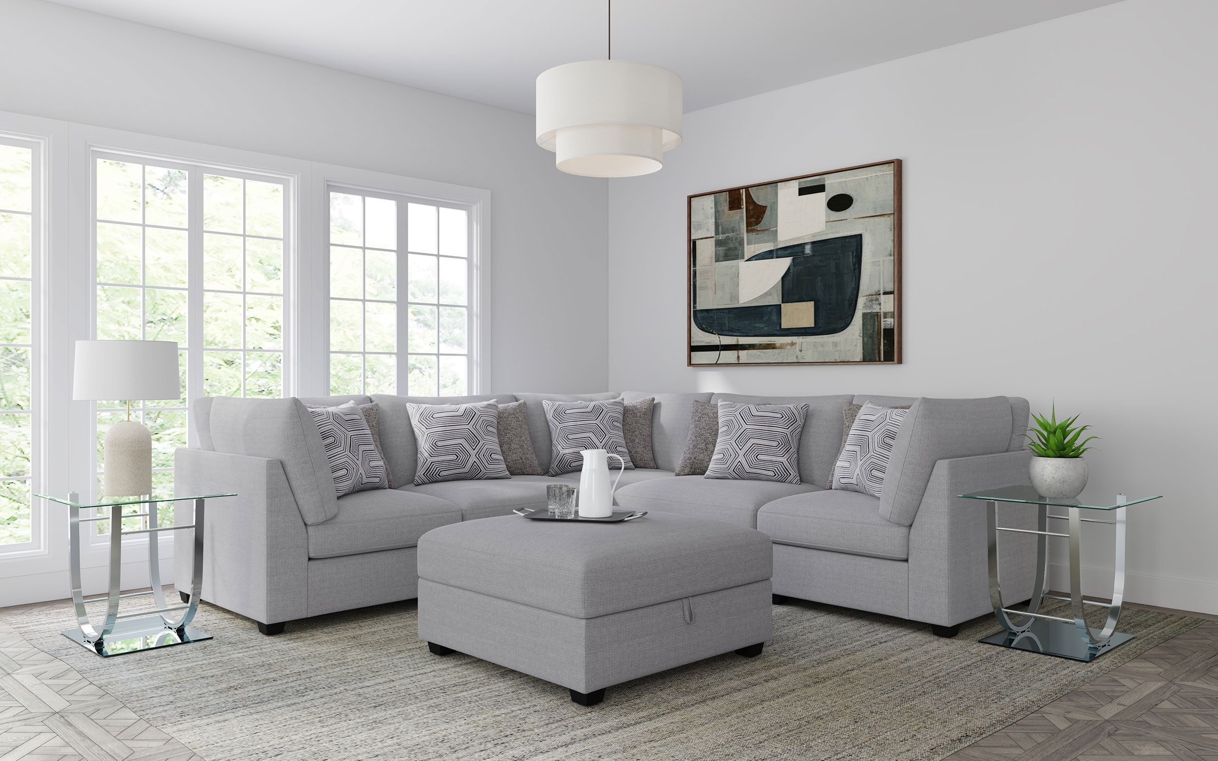 Dar Furniture - Coaster - Cambria 6-piece Upholstered Modular Sectional Sofa Grey - 551511-S6B