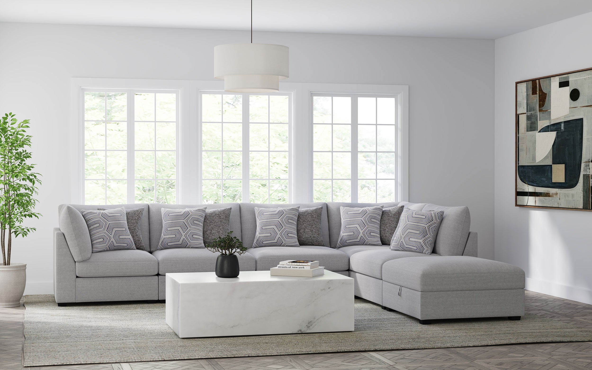 Dar Furniture - Coaster - Cambria 6-piece Upholstered Modular Sectional Sofa Grey - 551511-SET